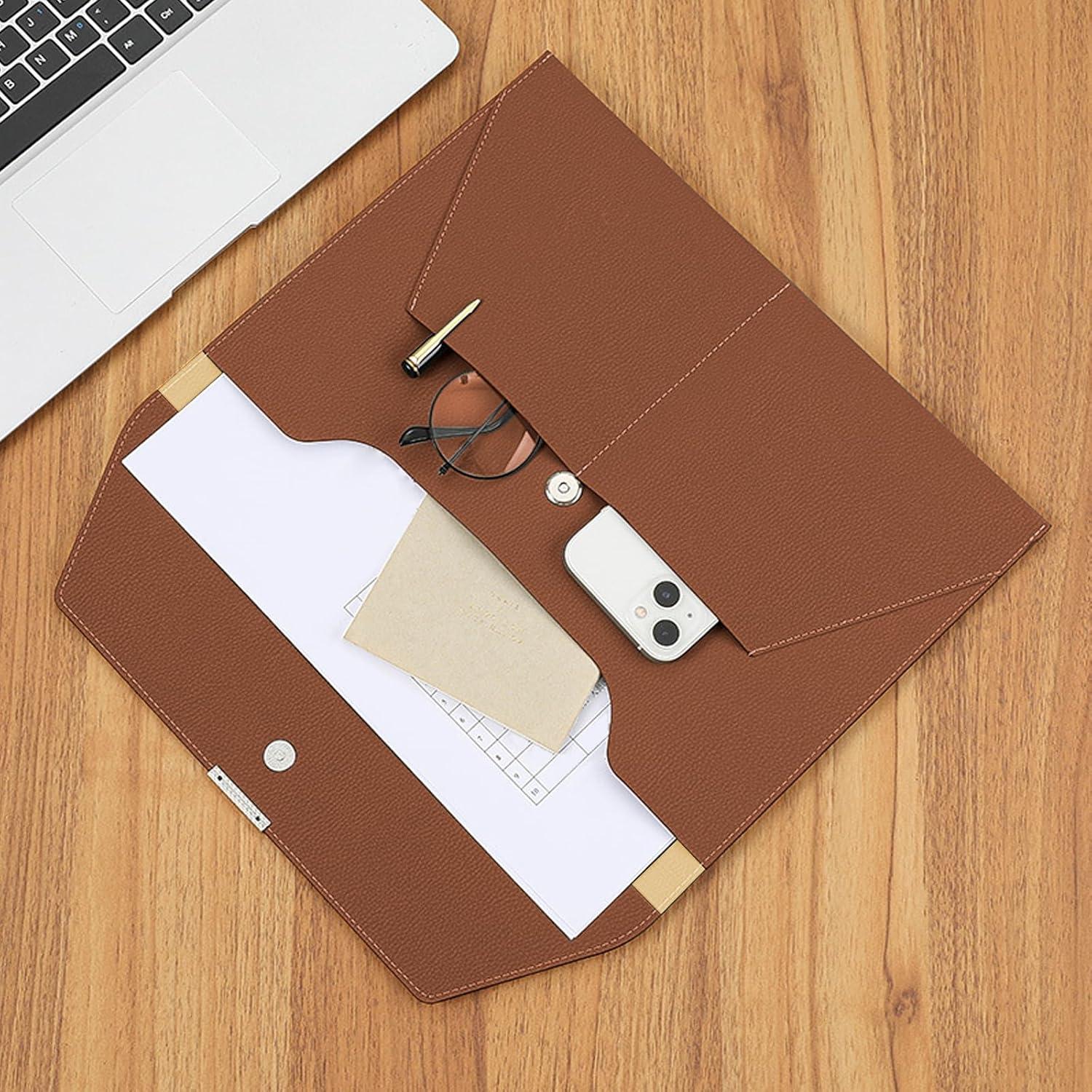 Carpeta de Documentos VANRA de Cuero Impermeable A4 Marrón