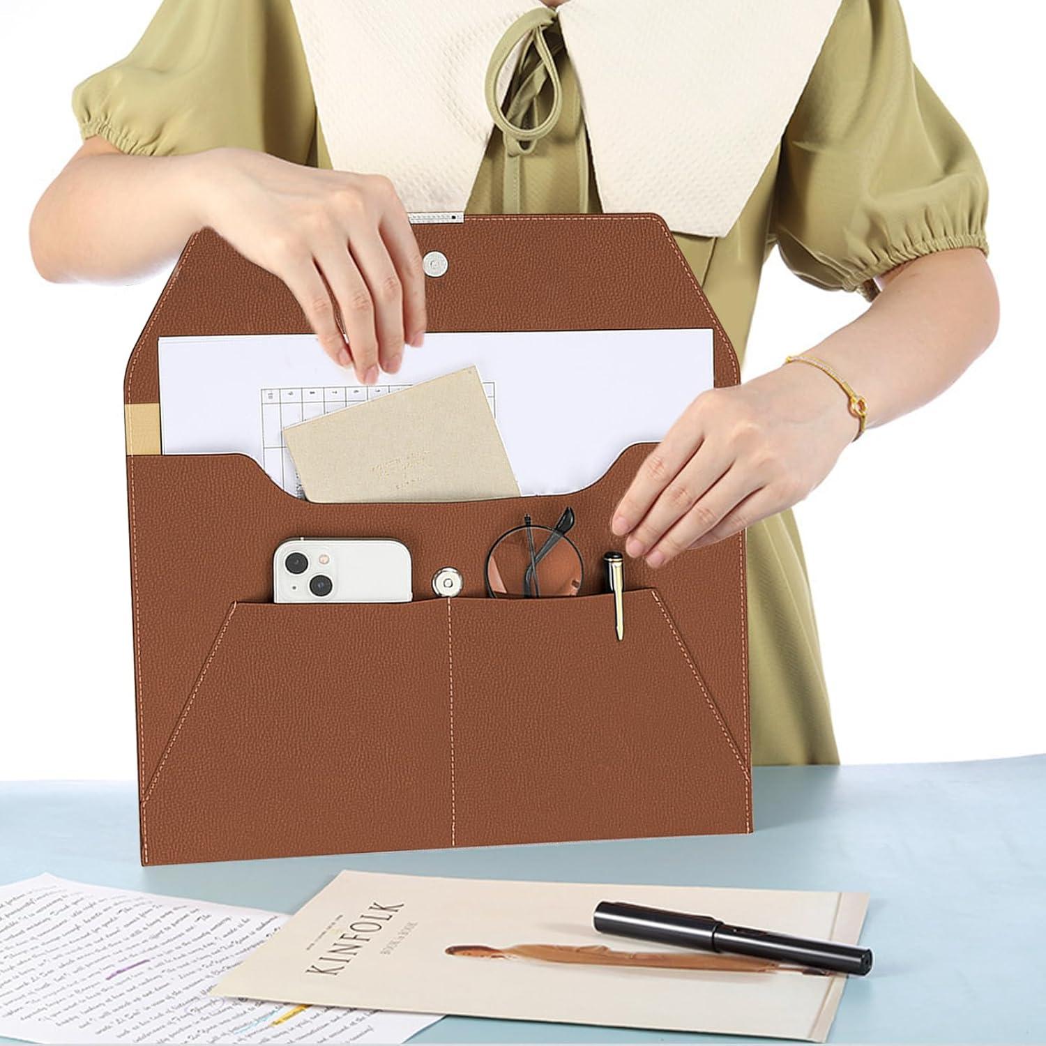 Carpeta de Documentos VANRA de Cuero Impermeable A4 Marrón