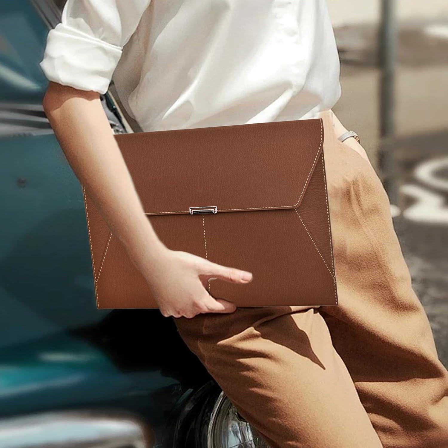 Carpeta de Documentos VANRA de Cuero Impermeable A4 Marrón