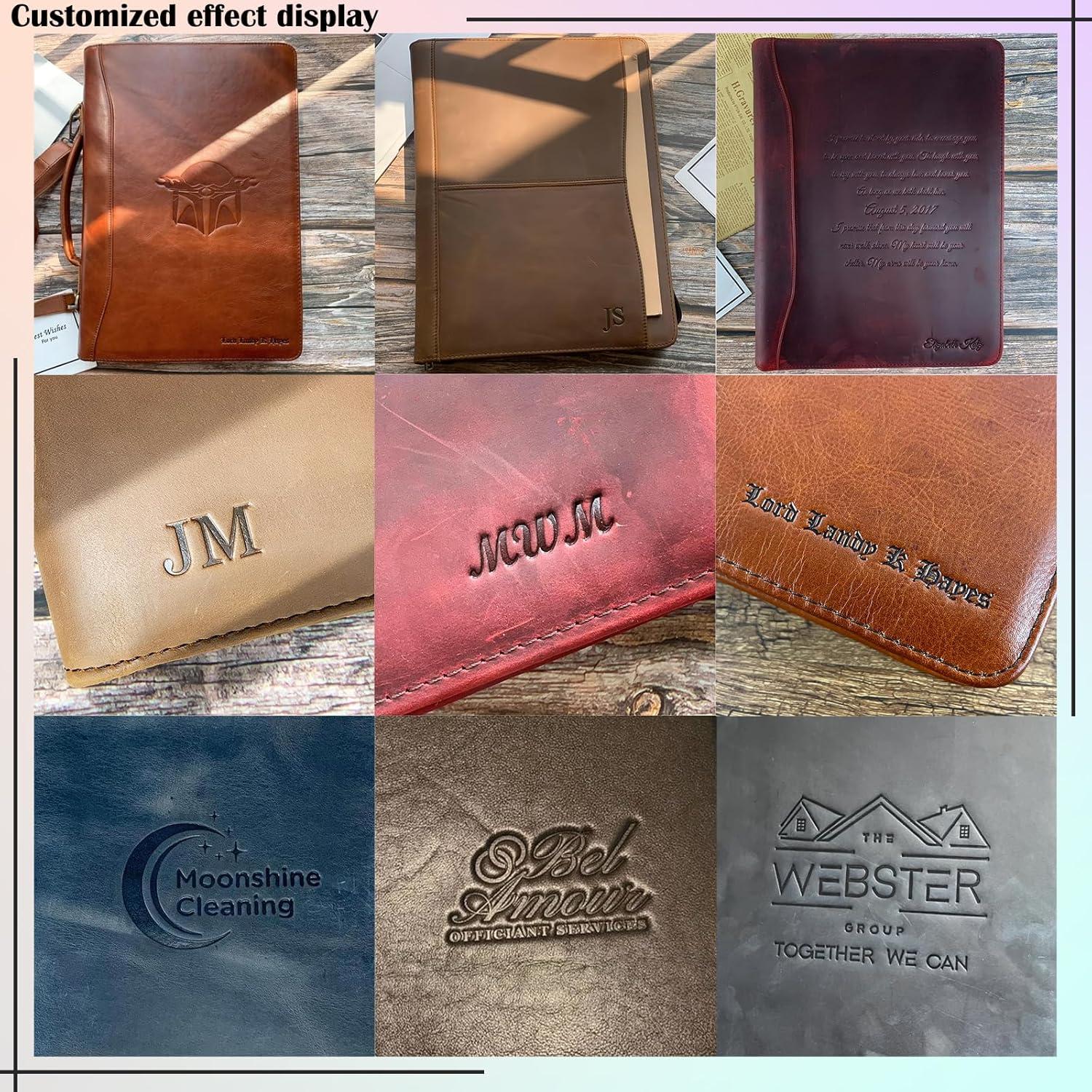 Carpeta de Cuero Genuino GZRHKJ para Laptop 15" Caqui Oscuro