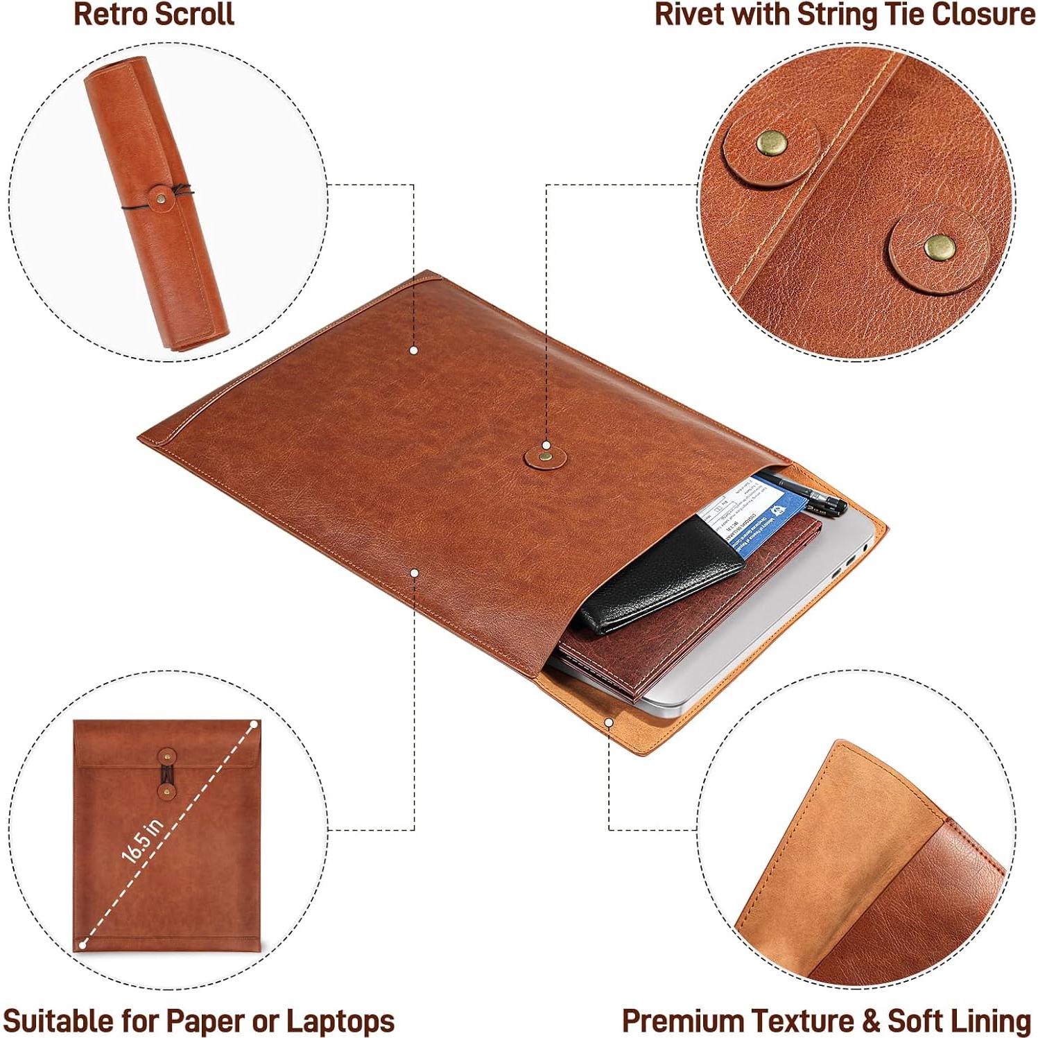 Carpeta de archivo de PU marrón QiXin para documentos A4