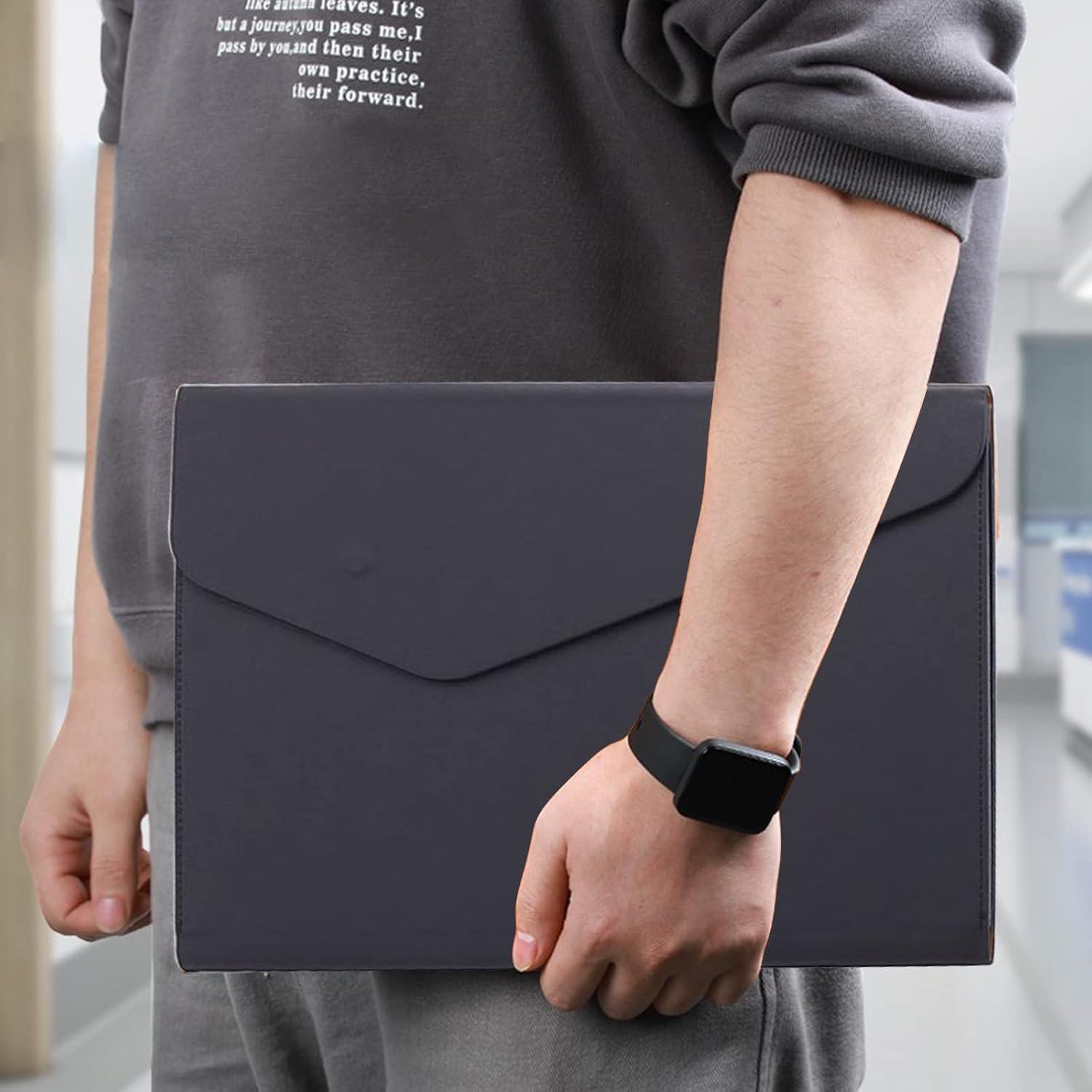 Carpeta de Archivo VANRA en Cuero PU Negro A4 con Cierre Magnético