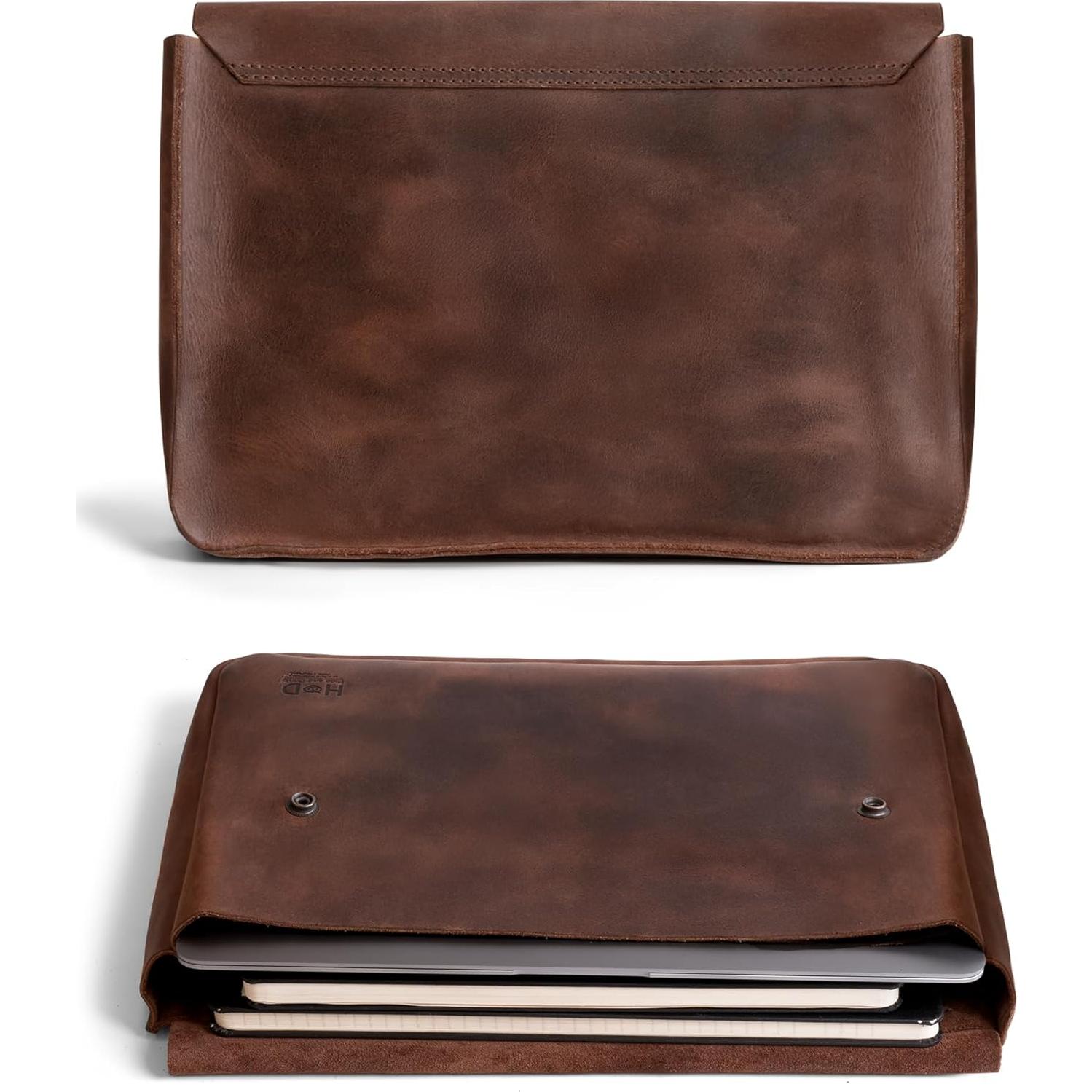 Carpeta A5 Hide & Drink de Cuero Vintage Marrón Bourbon