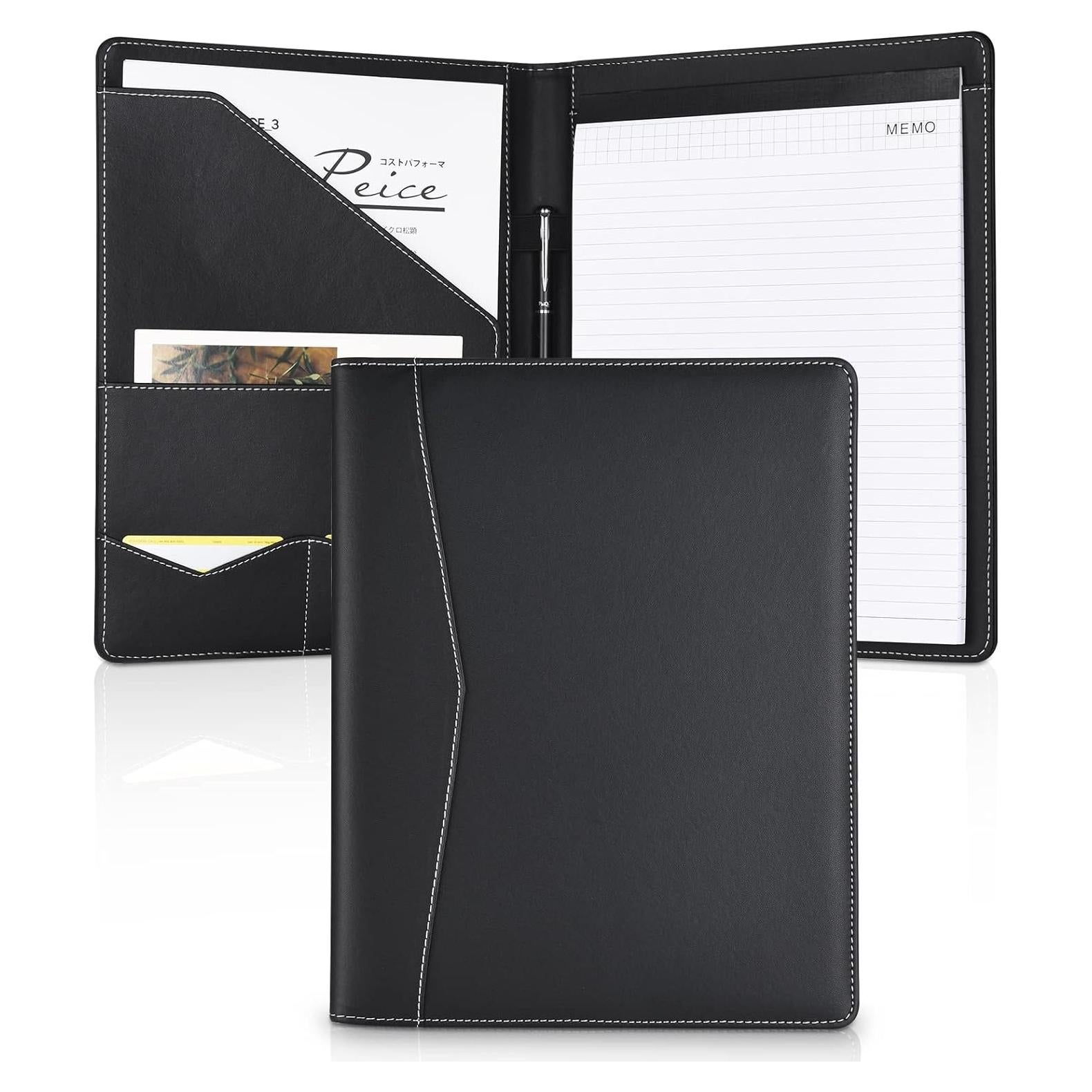 Carpeta Portafolio Pacific Mailer Negra con Bloc de Notas y Soporte