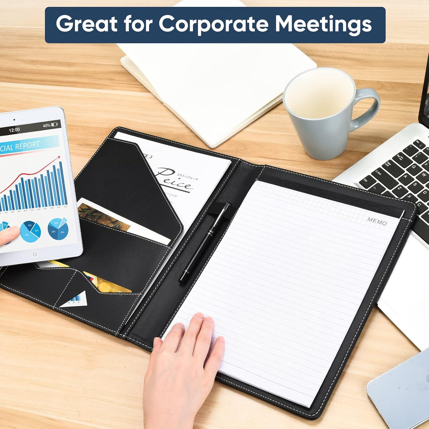 Carpeta Portafolio Pacific Mailer Negra con Bloc de Notas y Soporte