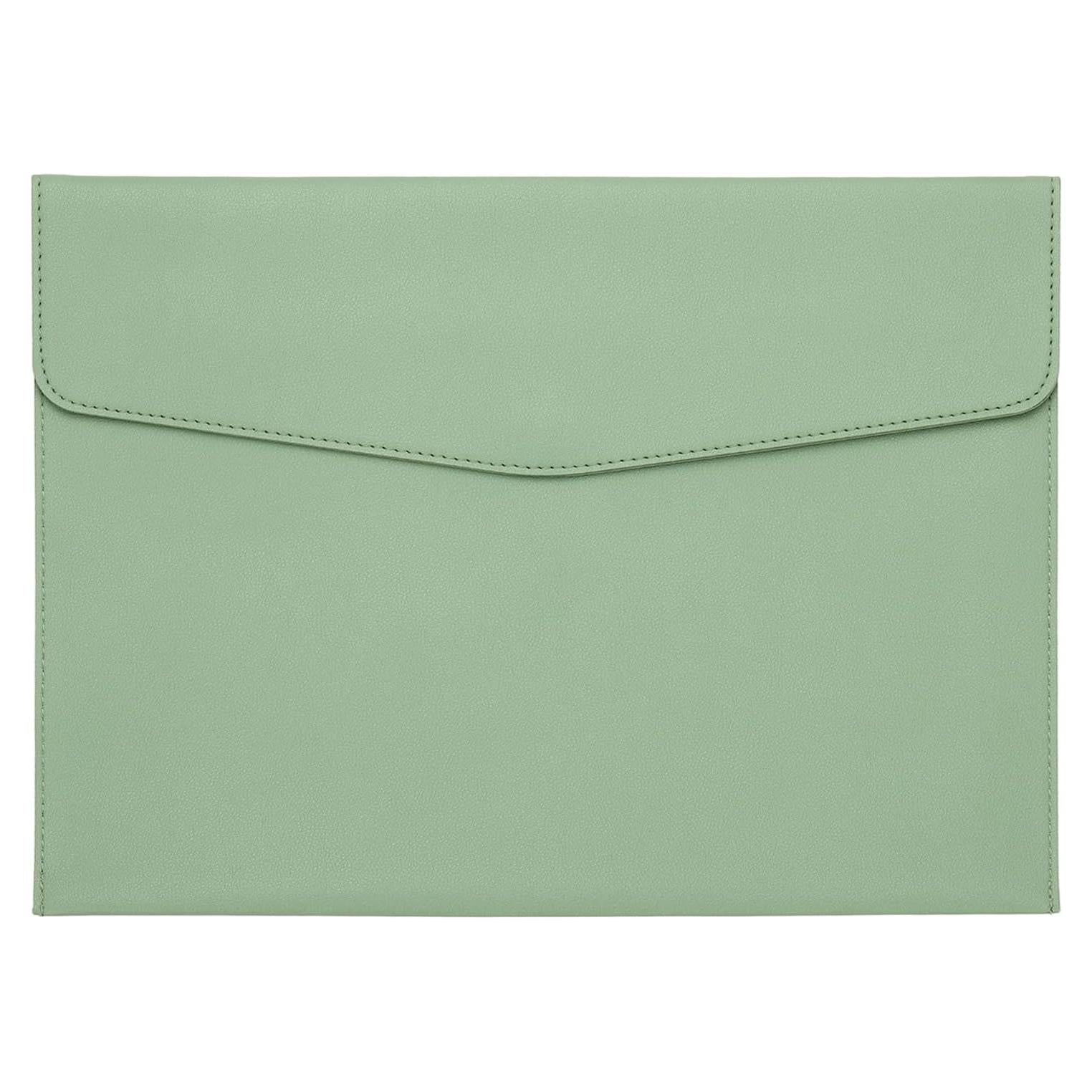 Carpeta de Cuero PU PATIKIL A4 Verde con Cierre a Presión
