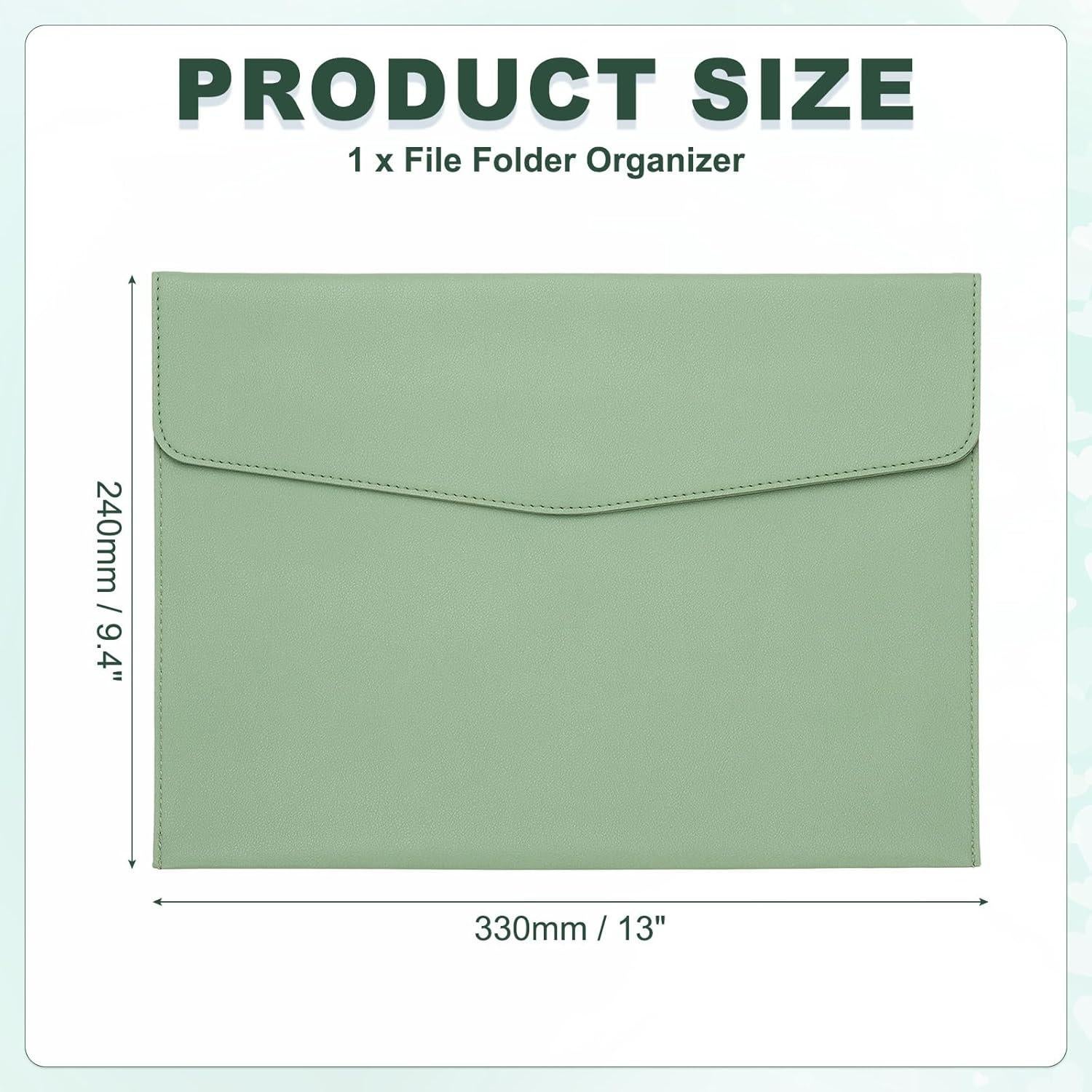 Carpeta de Cuero PU PATIKIL A4 Verde con Cierre a Presión