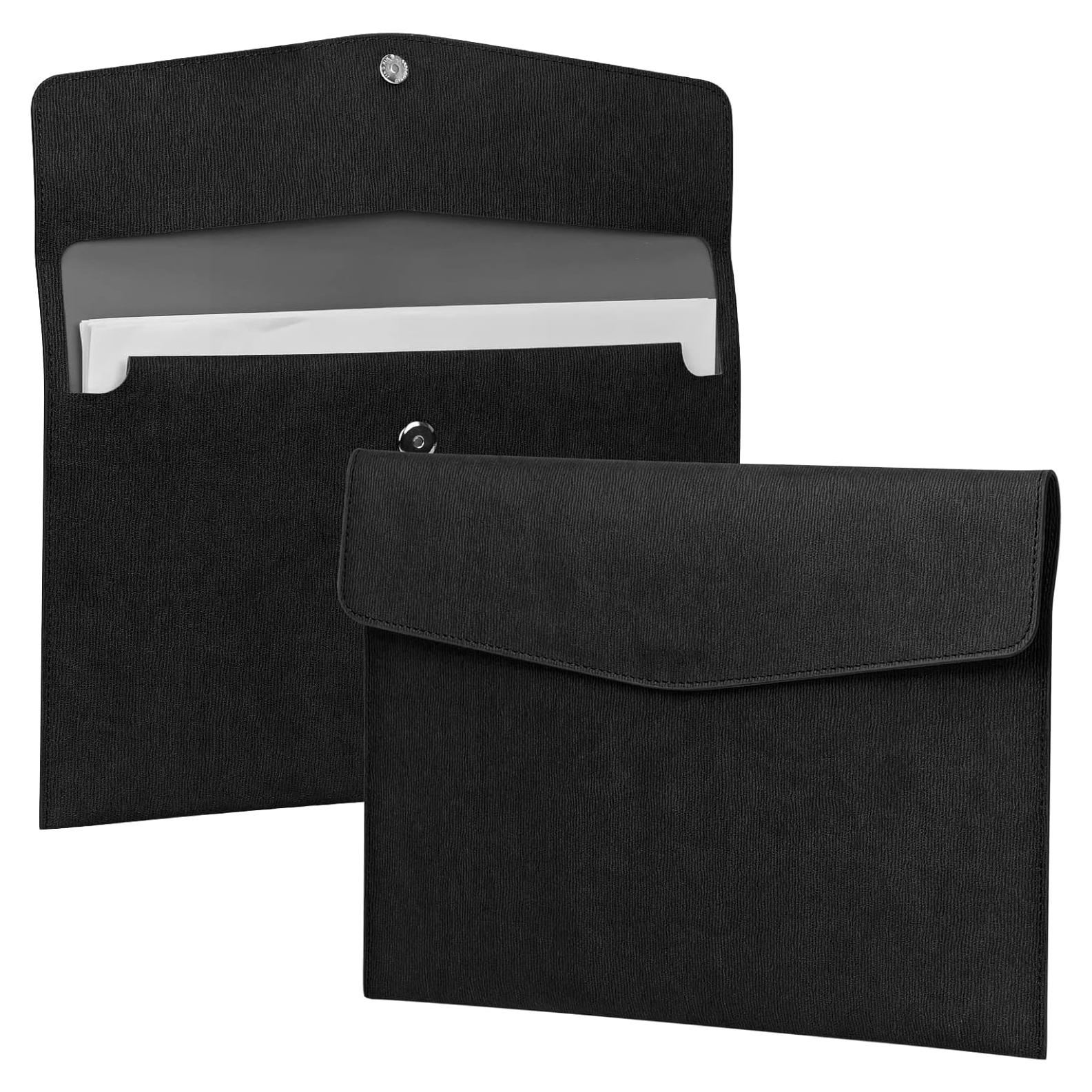 Carpeta Organizador de Documentos FYY A4 Cuero PU Negro