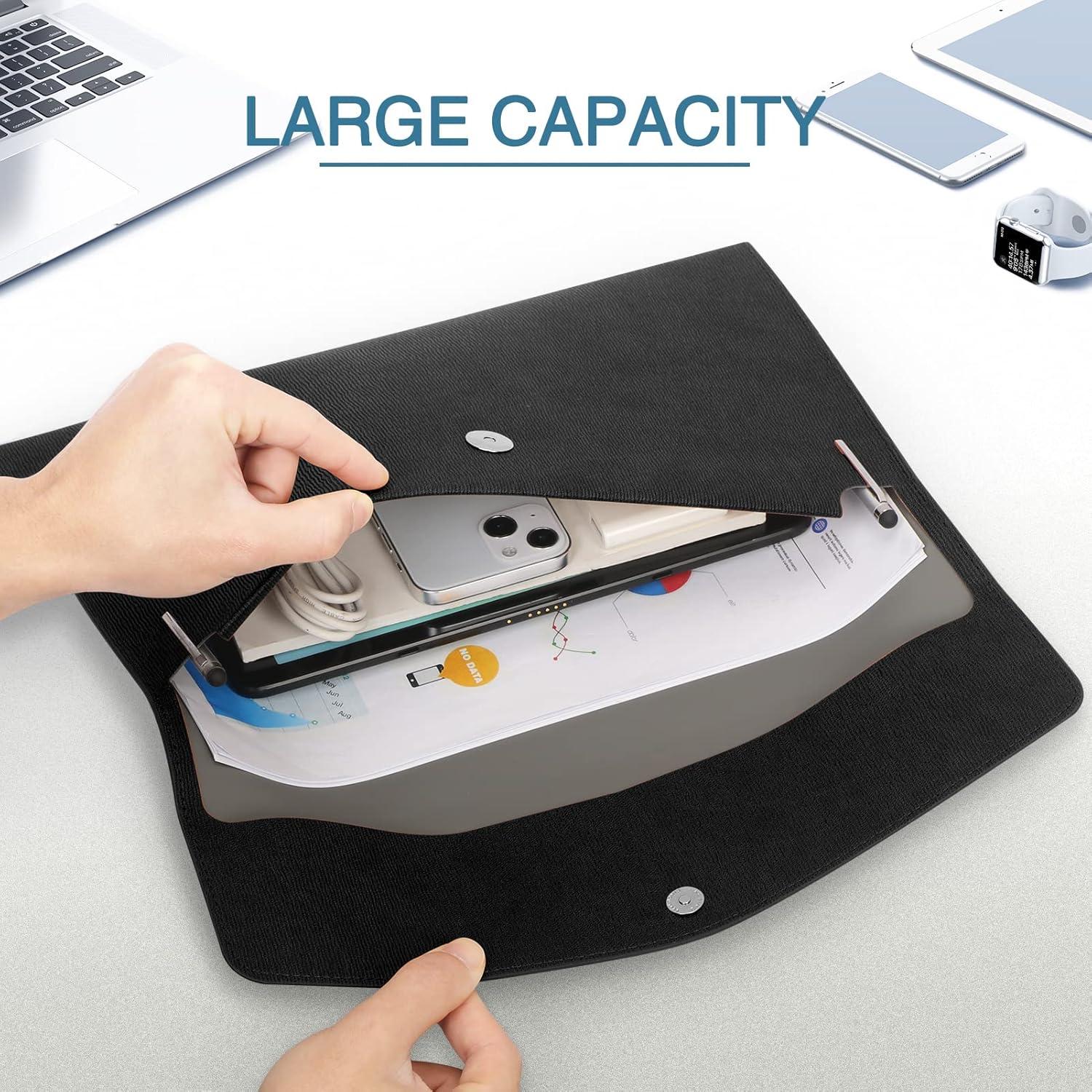 Carpeta Organizador de Documentos FYY A4 Cuero PU Negro