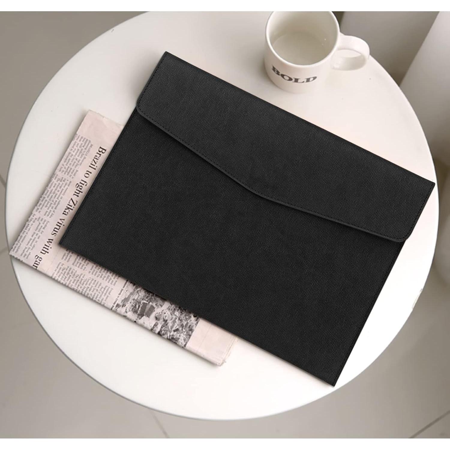 Carpeta Organizador de Documentos FYY A4 Cuero PU Negro