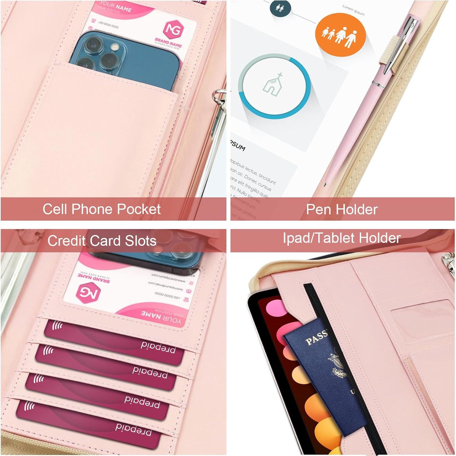 Carpeta Ejecutiva IYGHV Oro Rosa con Asa y 3 Anillas A4