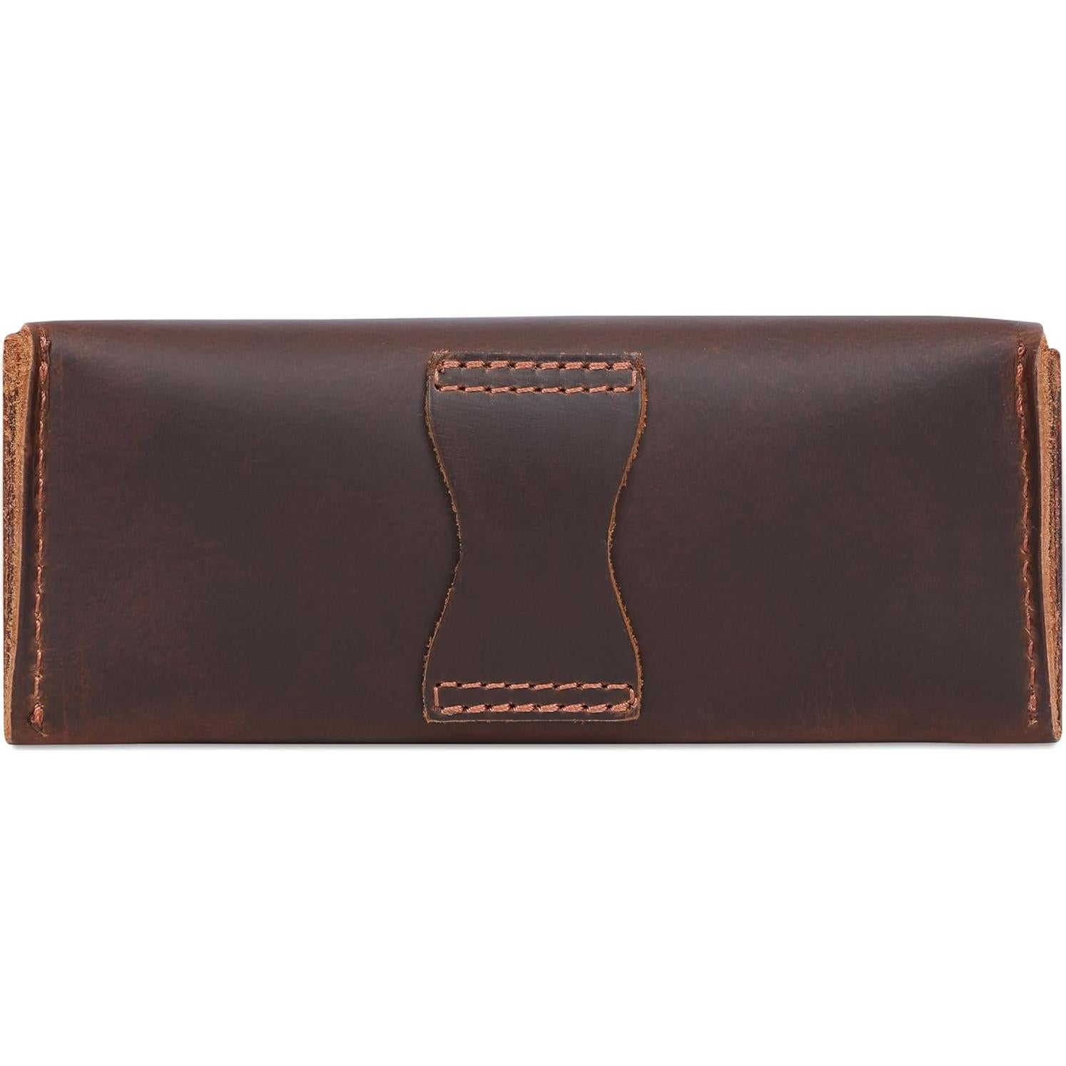 Estuche de Gafas de Cuero Genuino El Antiq Marrón 17.78x7.62cm