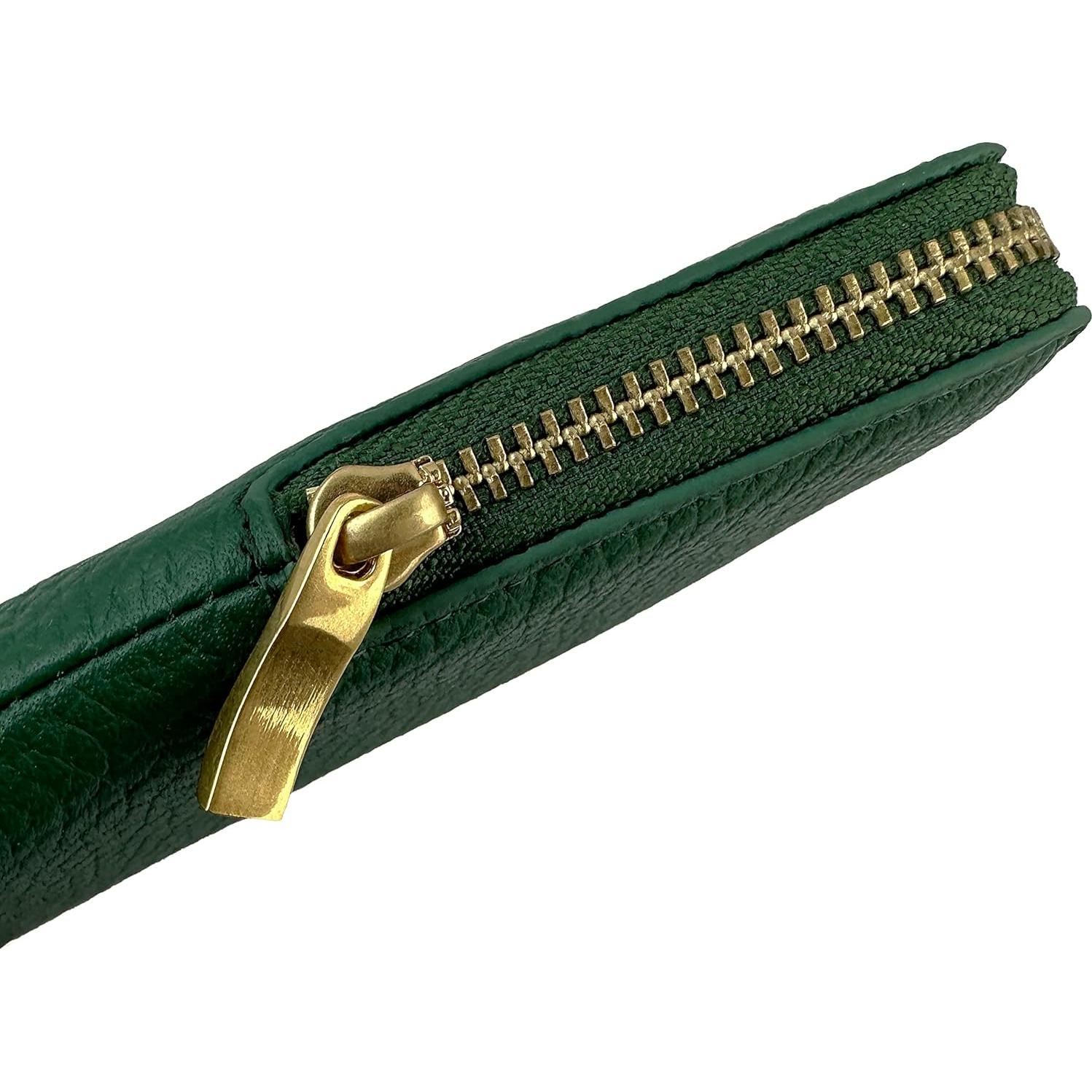 Estuche de Cuero Genuino Cockatoo Verde Oscuro para Gafas