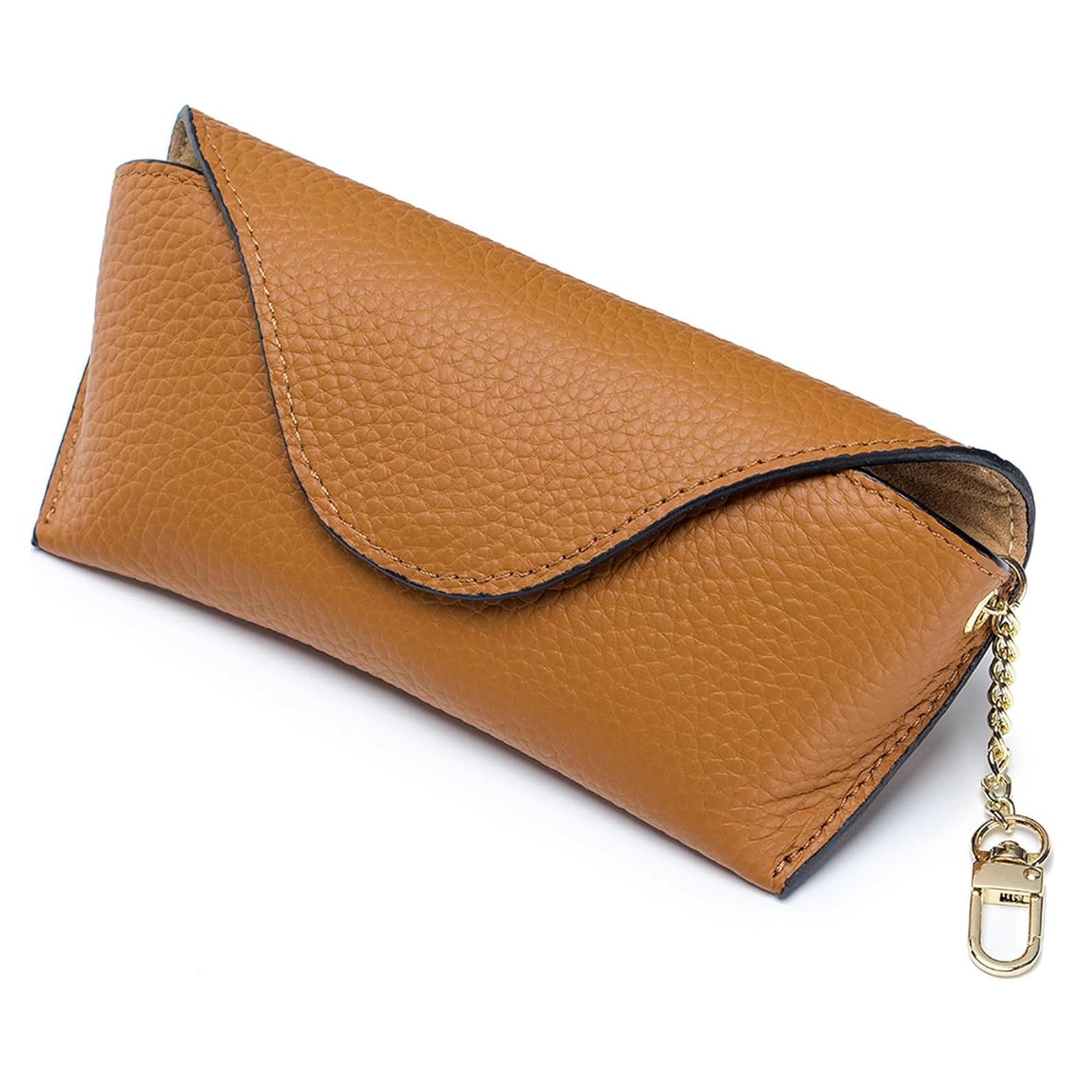 Funda de Gafas de Sol de Cuero Marrón para Mujeres