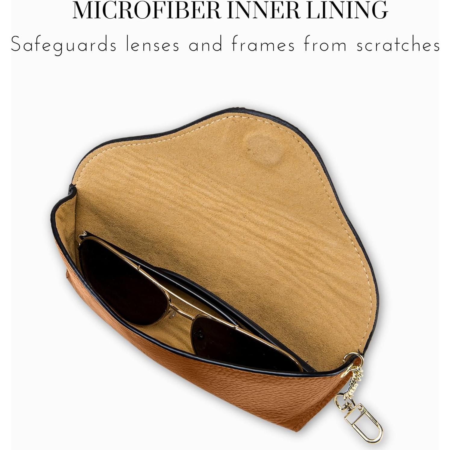 Funda de Gafas de Sol de Cuero Marrón para Mujeres