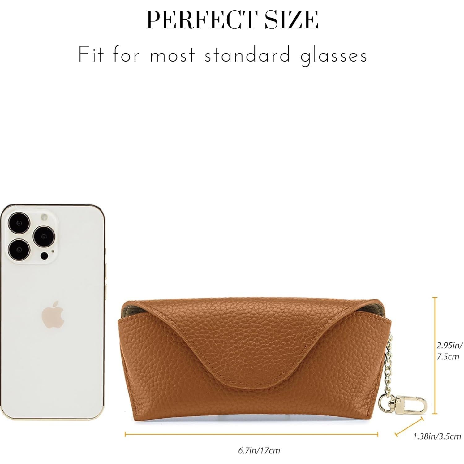 Funda de Gafas de Sol de Cuero Marrón para Mujeres