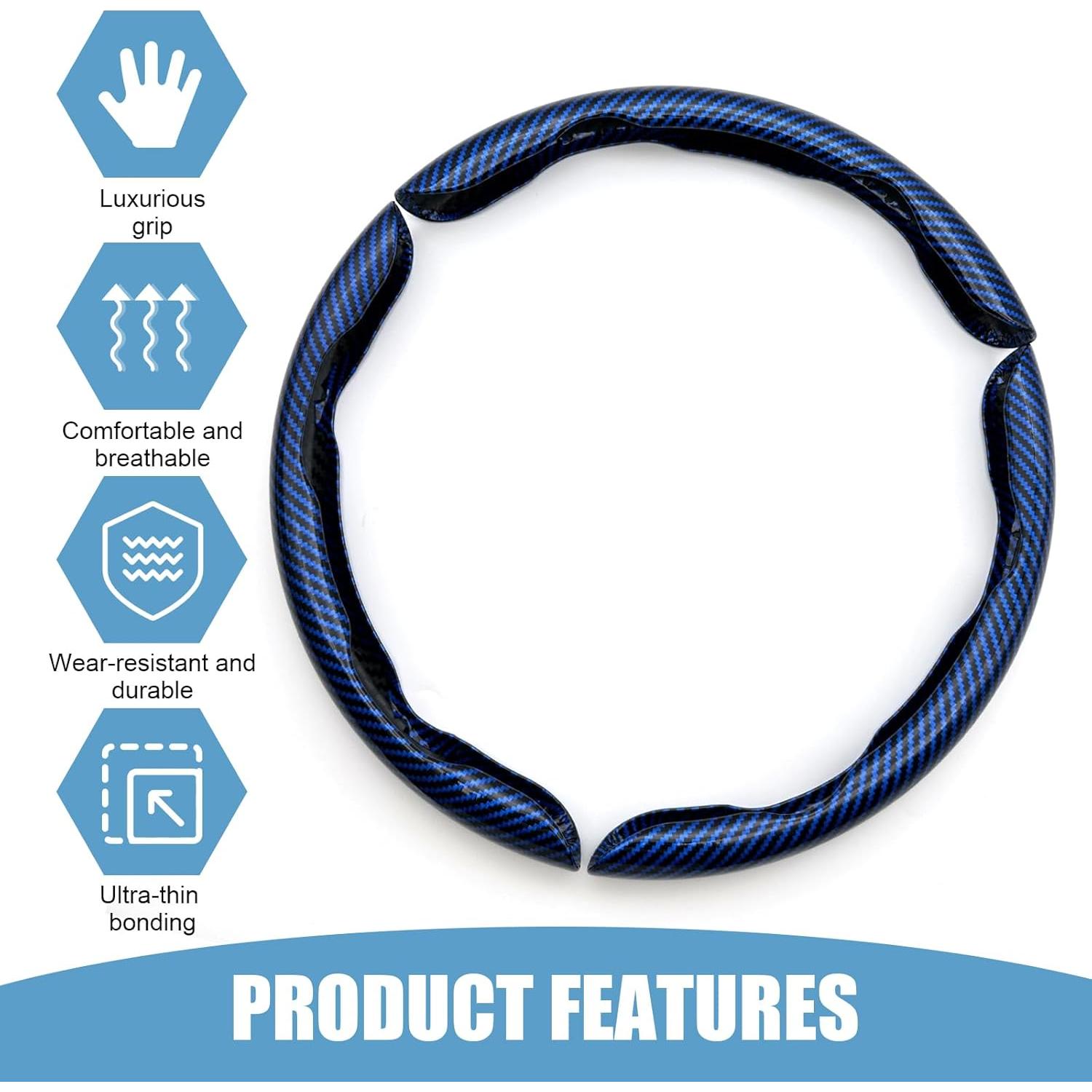 3 Fundas para Volante Qurbuns Antideslizantes Azul