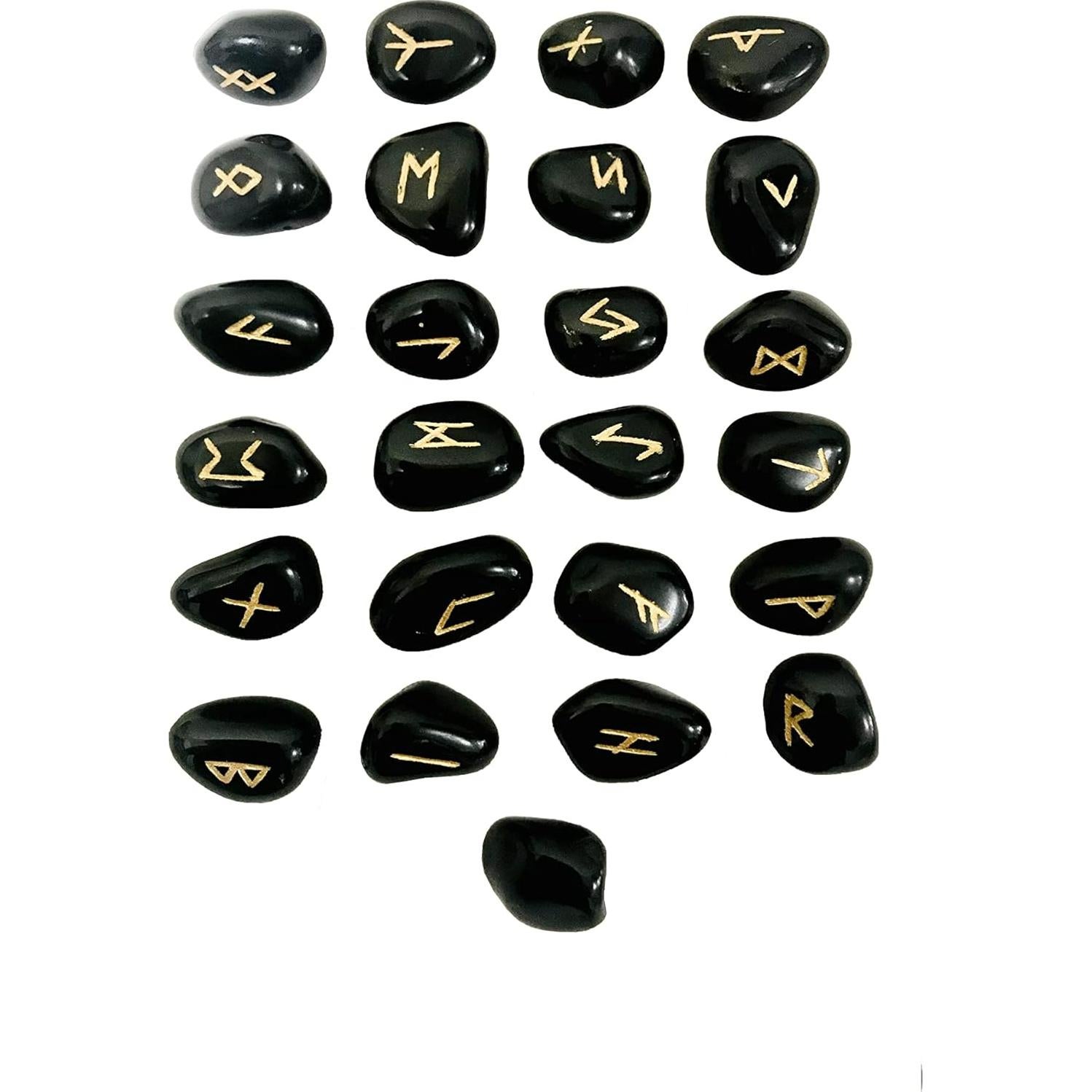 Conjunto de Runas de Turmalina Negra 25 pcs para Sanación