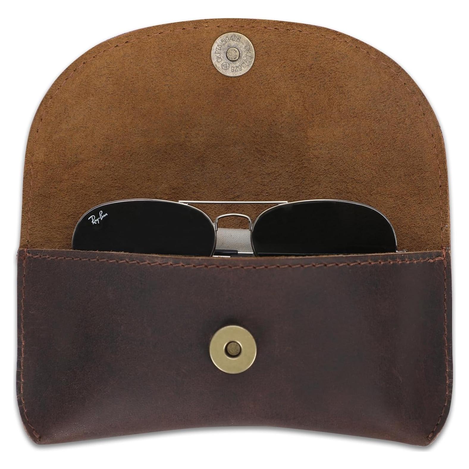 Funda de Gafas de Sol de Cuero Genuino CestAntiQ Marrón