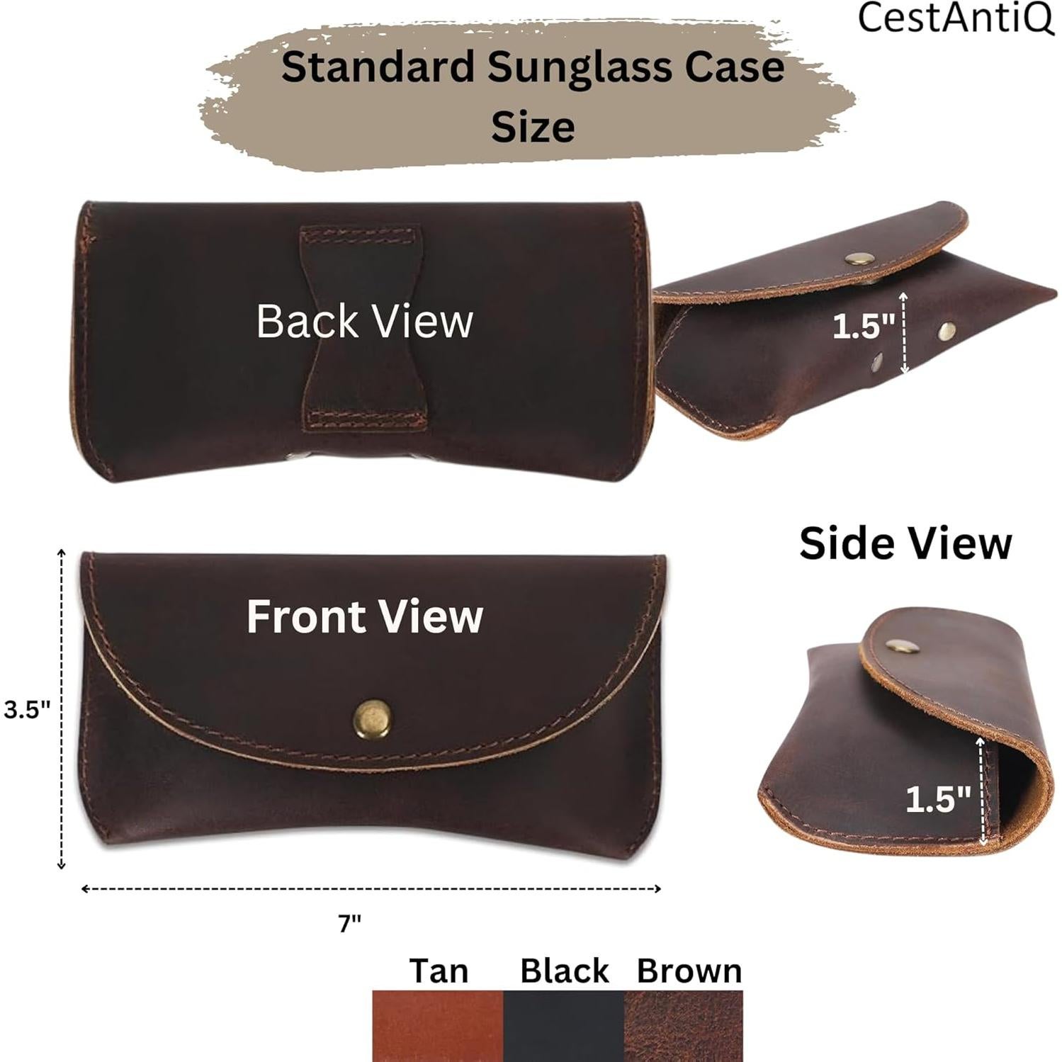 Funda de Gafas de Sol de Cuero Genuino CestAntiQ Marrón