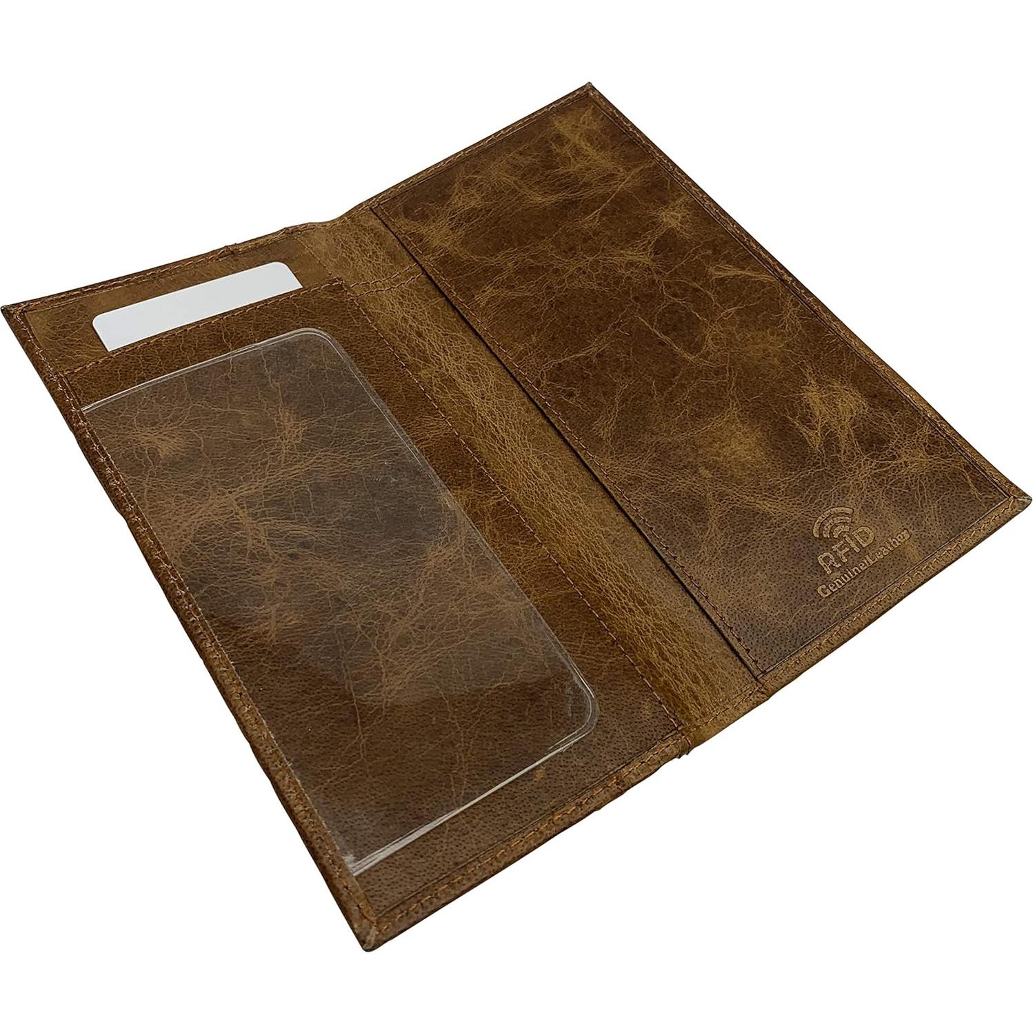 Cubierta de Chequera de Cuero Genuino Cavelio con Bloqueo RFID