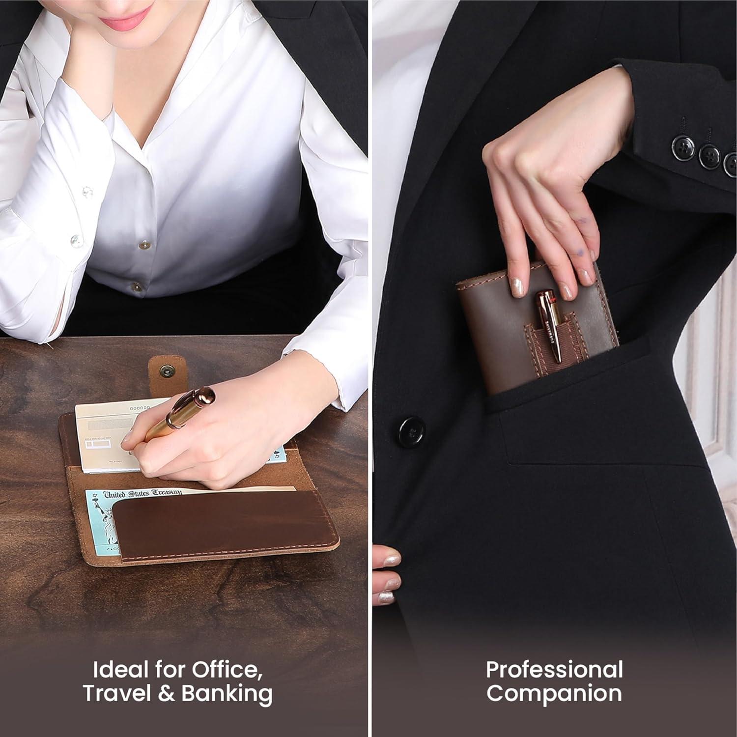 Funda de Chequera de Cuero Marrón The Antiq 17.78x9.53cm