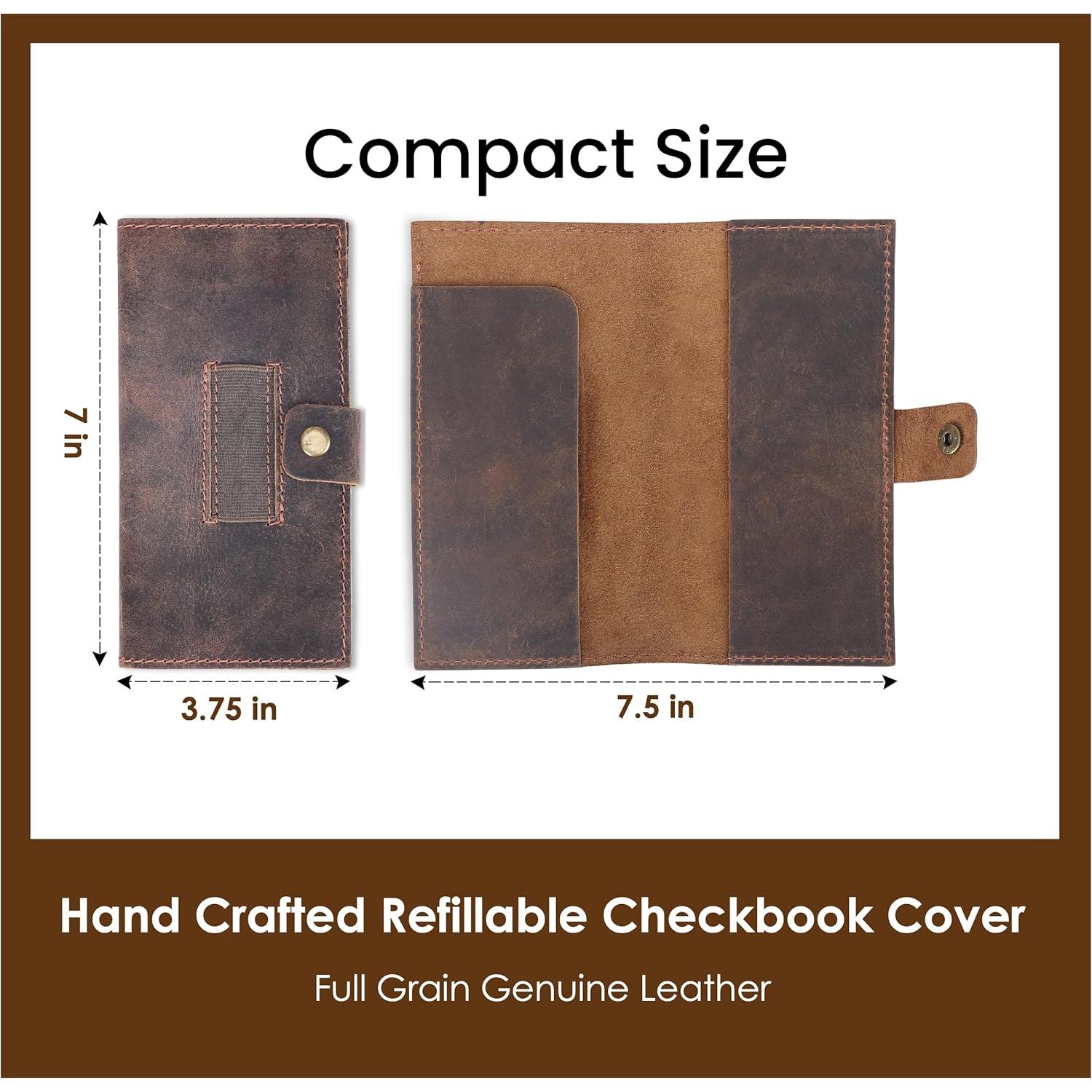 Funda de Chequera de Cuero Marrón The Antiq 17.78x9.53cm