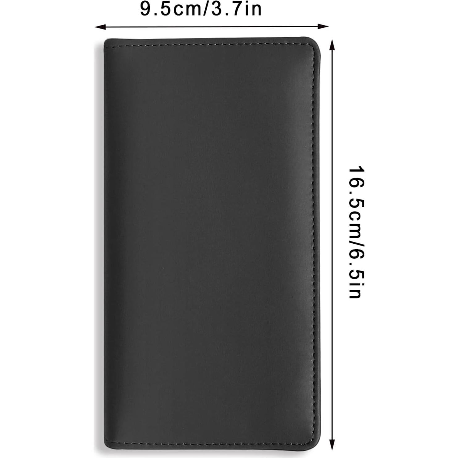 Funda de Chequera de Cuero PU Bi**in Negra con Divisor y Portatarjetas