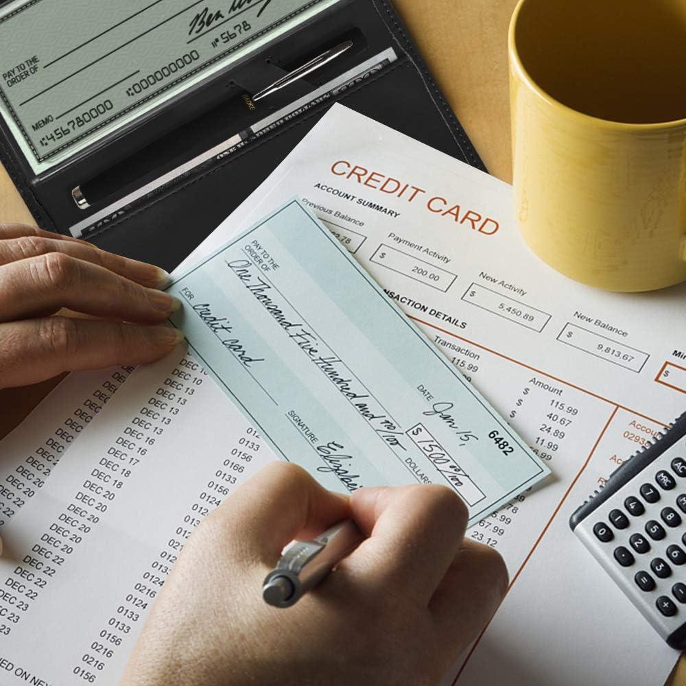 Funda de Chequera de Cuero PU Bi**in Negra con Divisor y Portatarjetas