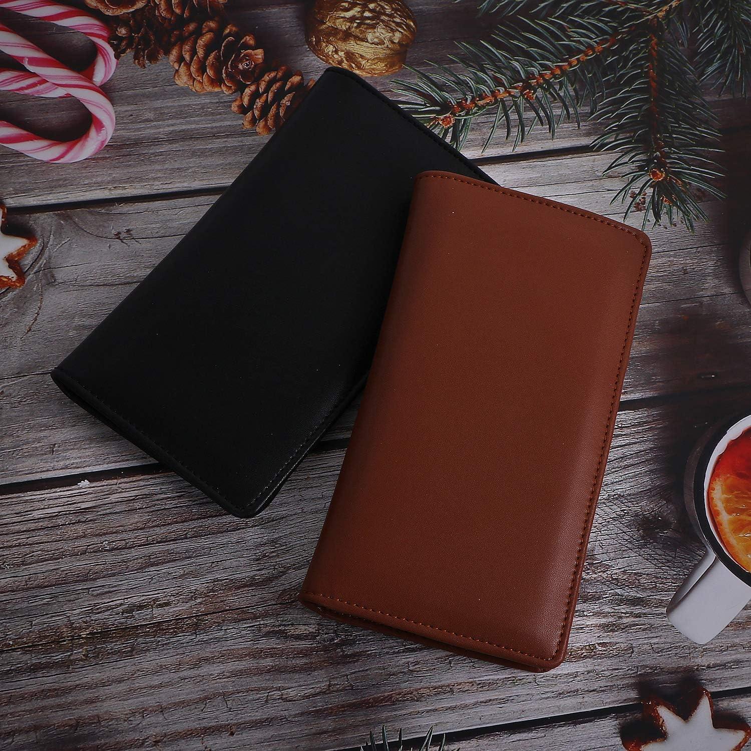 Funda de Chequera de Cuero PU Bi**in Negra con Divisor y Portatarjetas