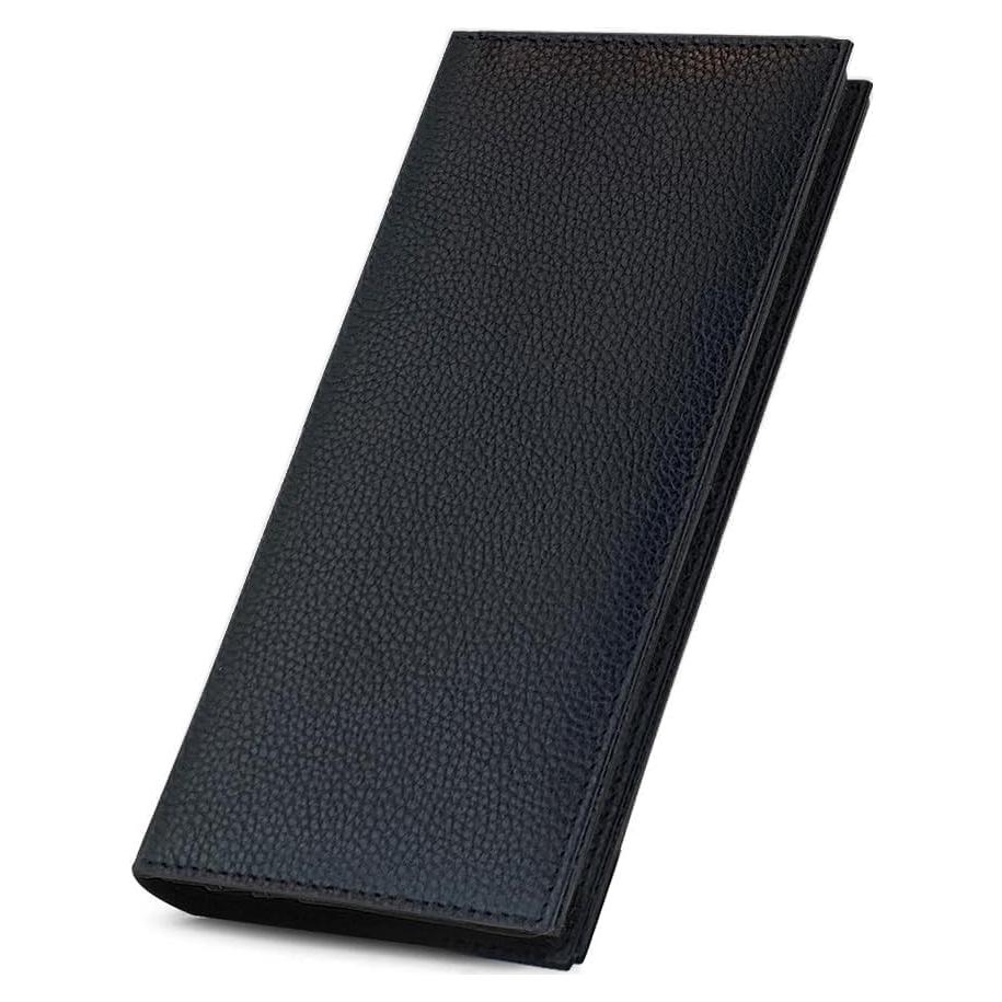 Cubierta de Chequera de Cuero Genuino Negro 123 Cheques Baratos