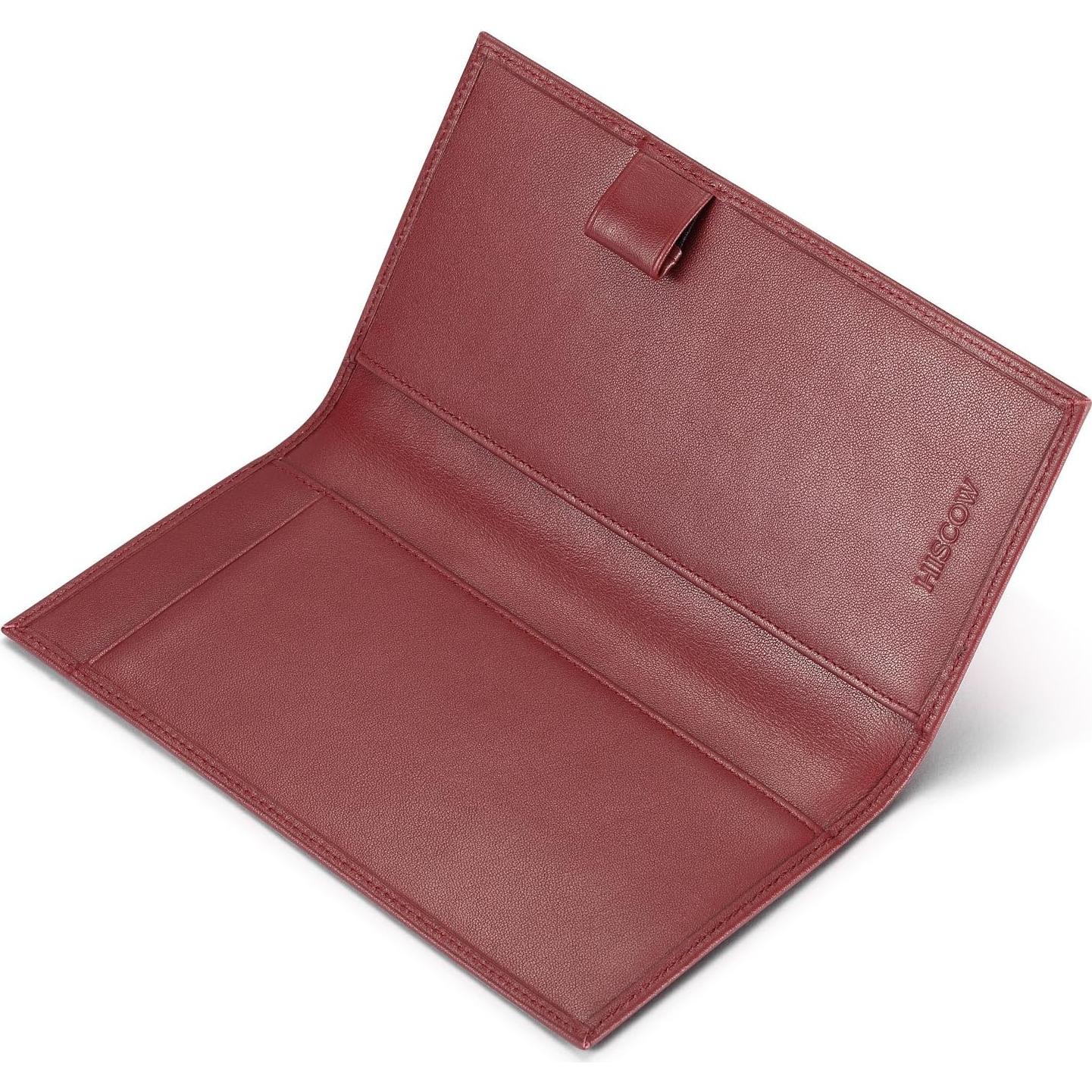 Cubierta de Chequera de Cuero HISCOW Rojo Vino - Piel Italiana