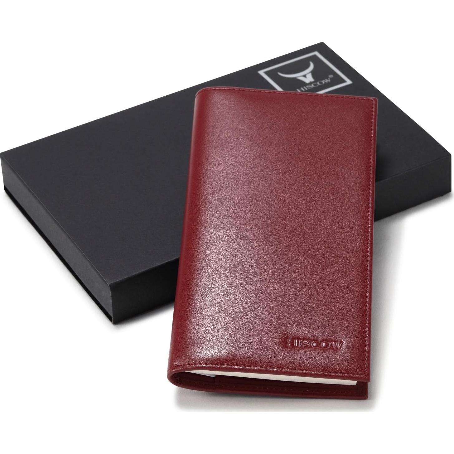 Cubierta de Chequera de Cuero HISCOW Rojo Vino - Piel Italiana
