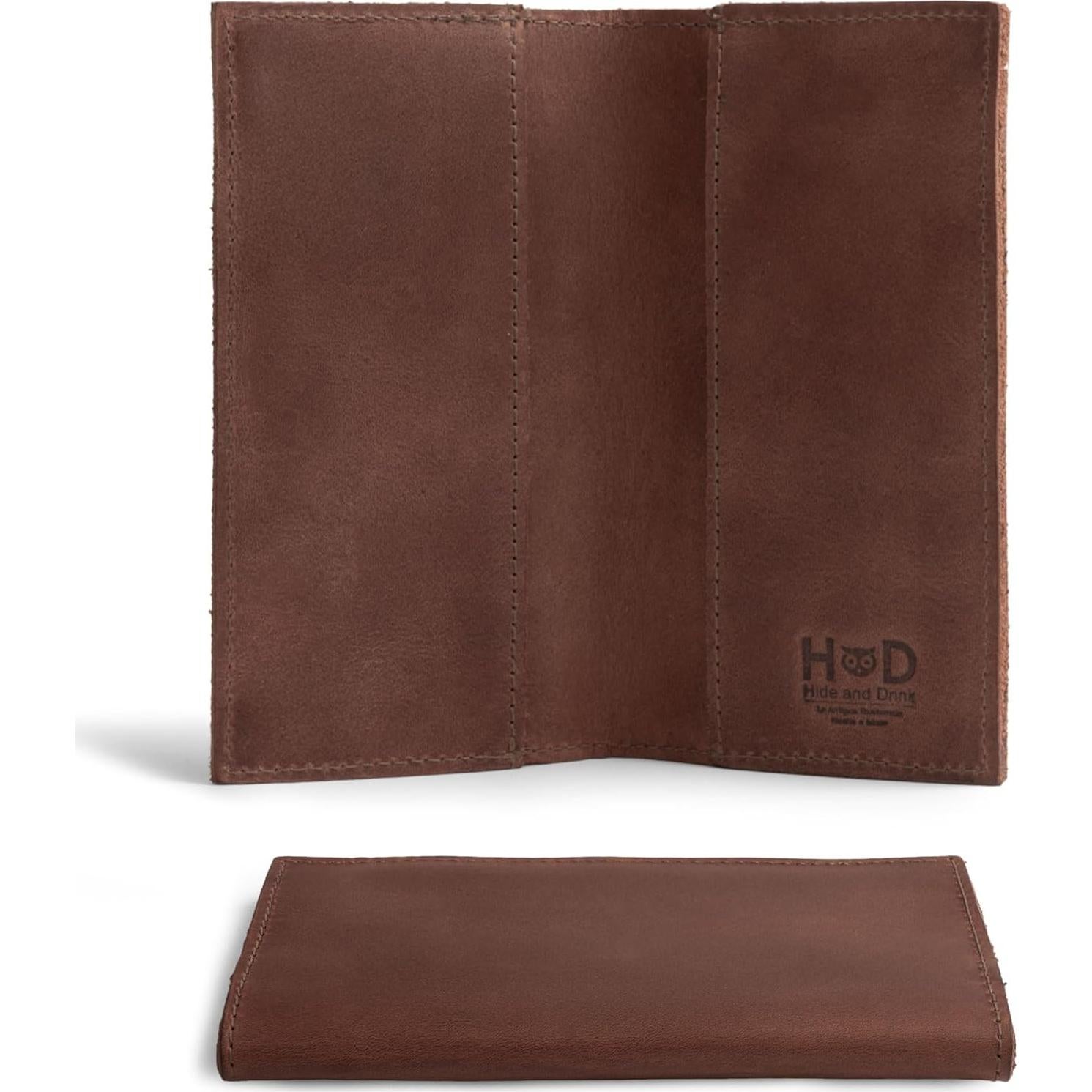 Funda para Chequera Hide & Drink Cuero Marrón Bourbon 16.5x8.9cm