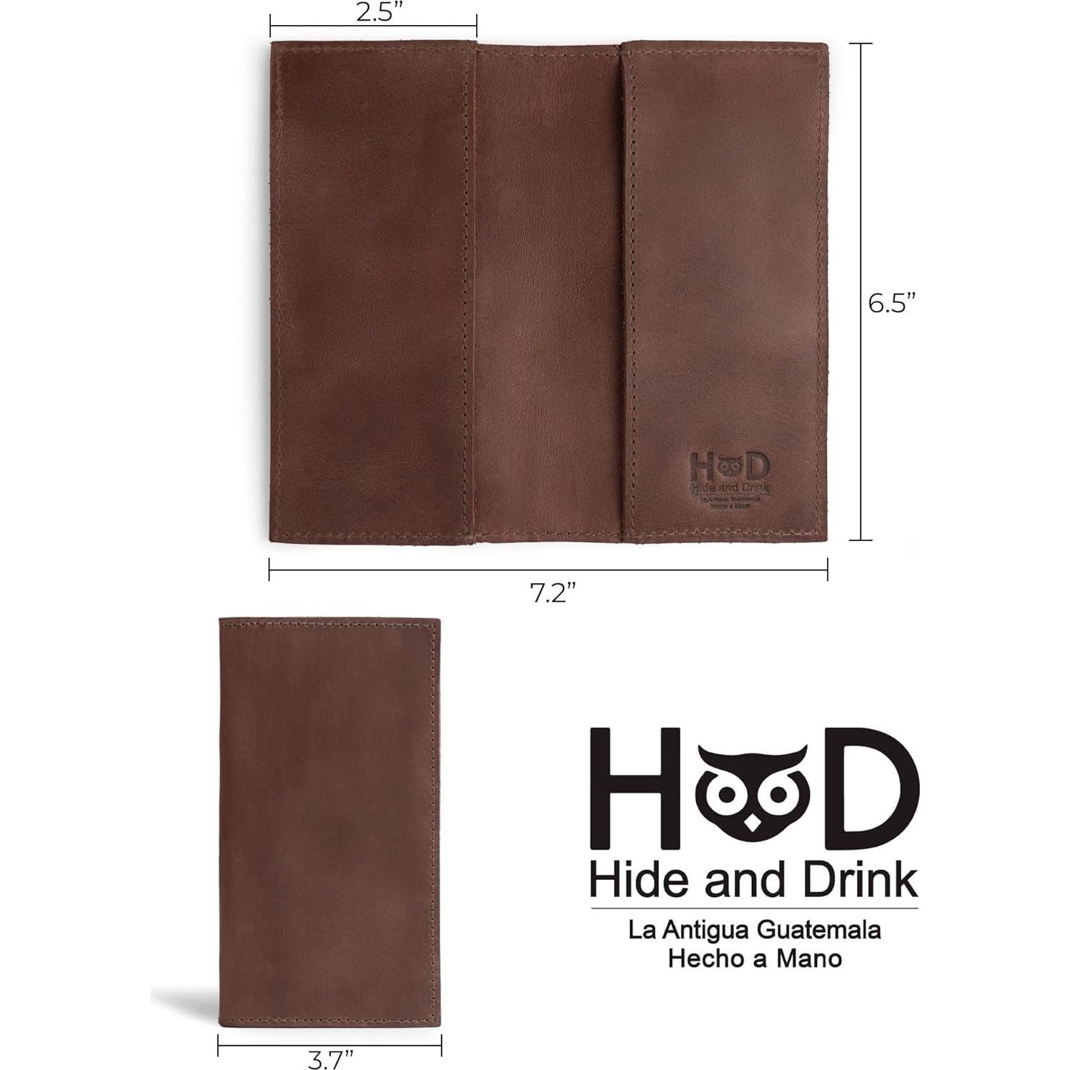 Funda para Chequera Hide & Drink Cuero Marrón Bourbon 16.5x8.9cm