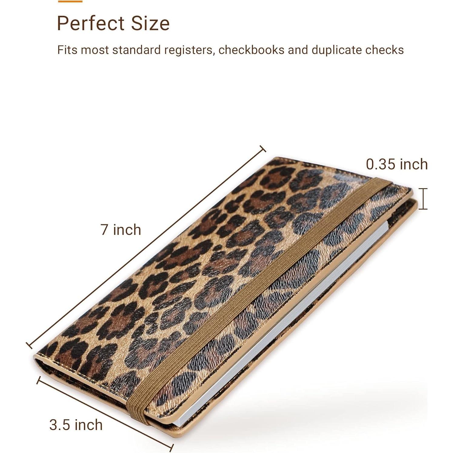 Cubierta de Chequera Zreal para Mujeres - Leopardo Oscuro, Cuero Vegano