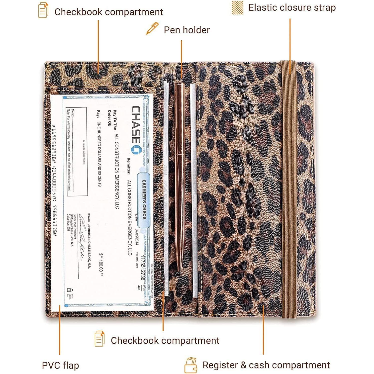 Cubierta de Chequera Zreal para Mujeres - Leopardo Oscuro, Cuero Vegano