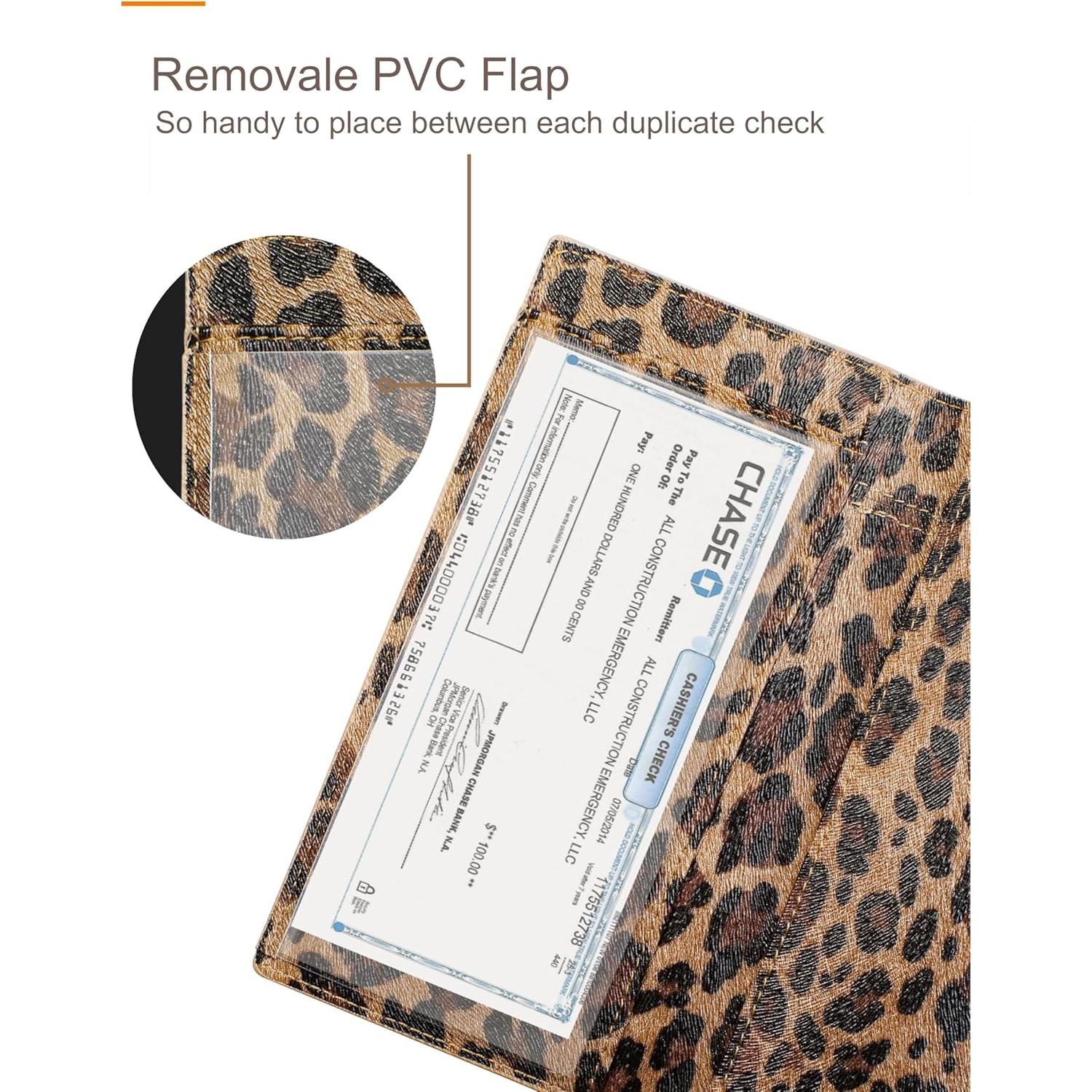 Cubierta de Chequera Zreal para Mujeres - Leopardo Oscuro, Cuero Vegano