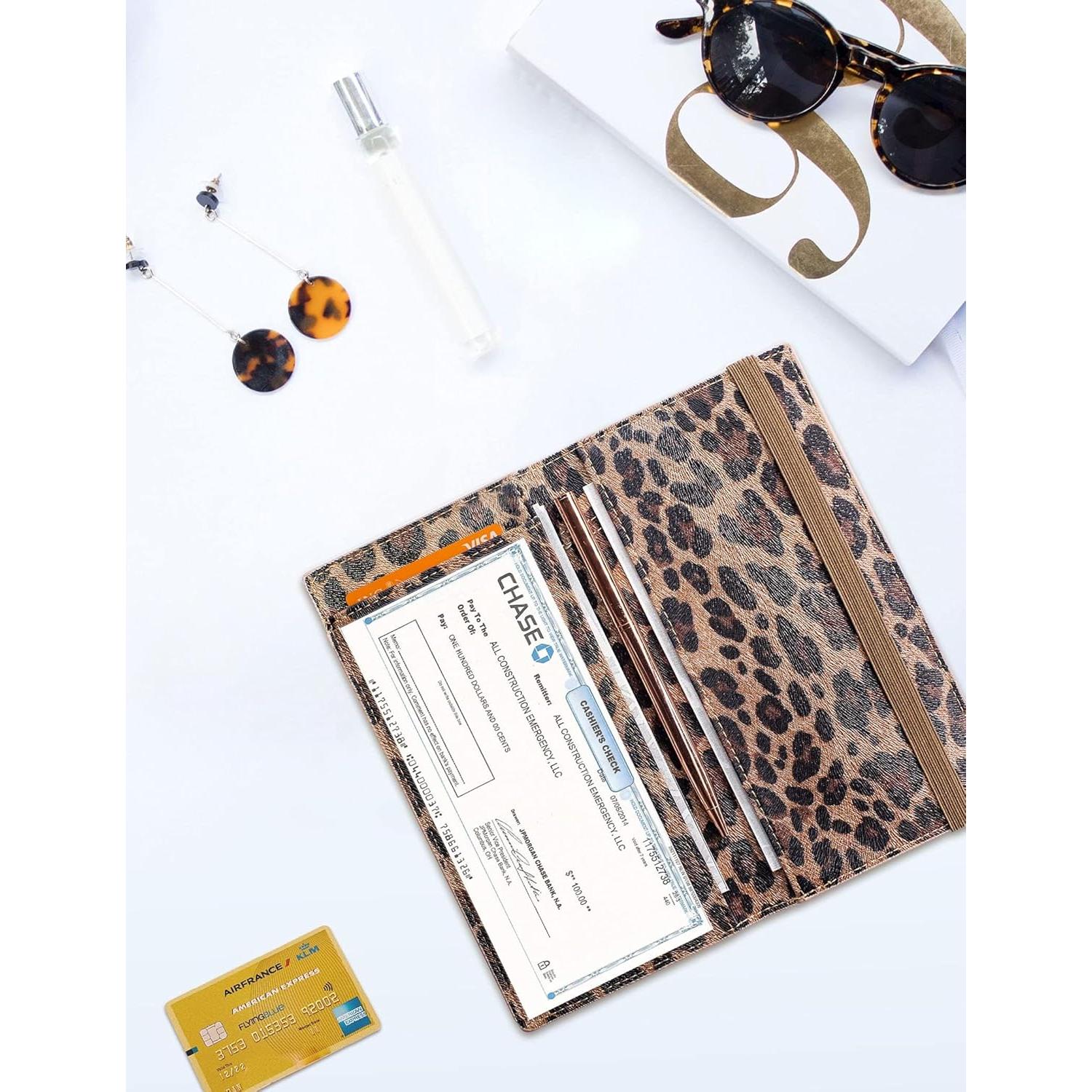 Cubierta de Chequera Zreal para Mujeres - Leopardo Oscuro, Cuero Vegano