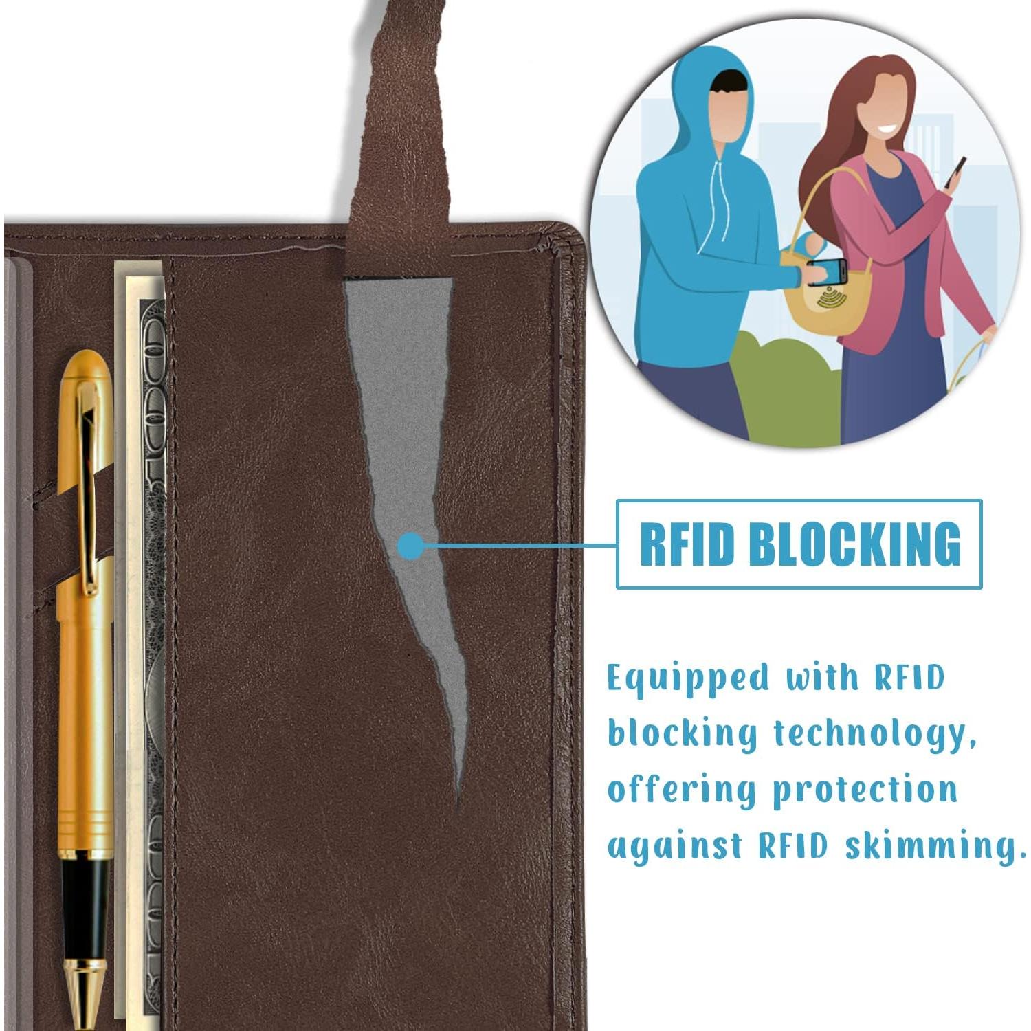 Funda para Chequera Sanlykate Marrón con Bloqueo RFID