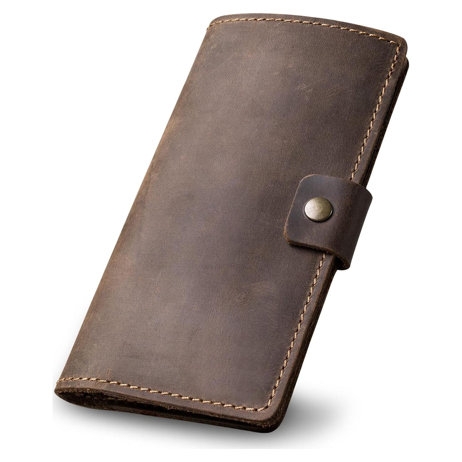 Cubierta de Chequera de Cuero Clark Castaño 100% Hecha a Mano