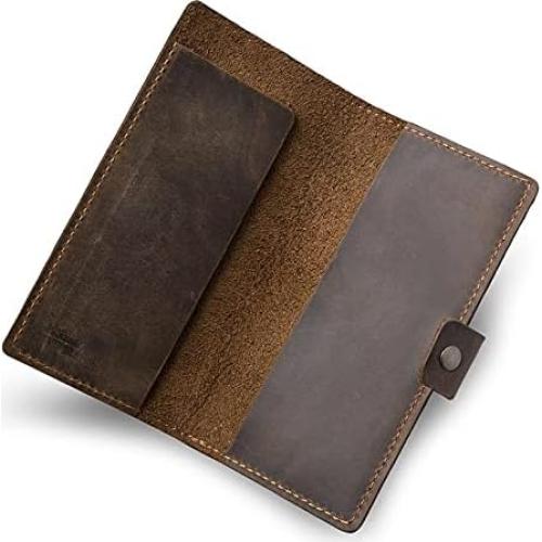 Cubierta de Chequera de Cuero Clark Castaño 100% Hecha a Mano