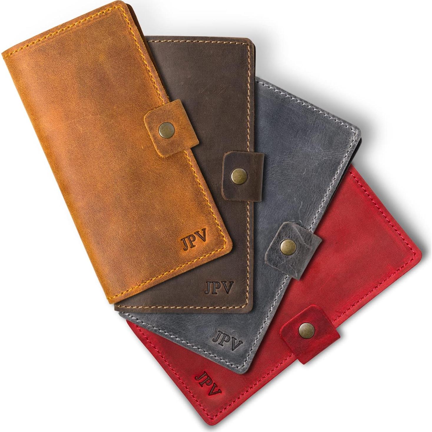 Cubierta de Chequera de Cuero Clark Castaño 100% Hecha a Mano