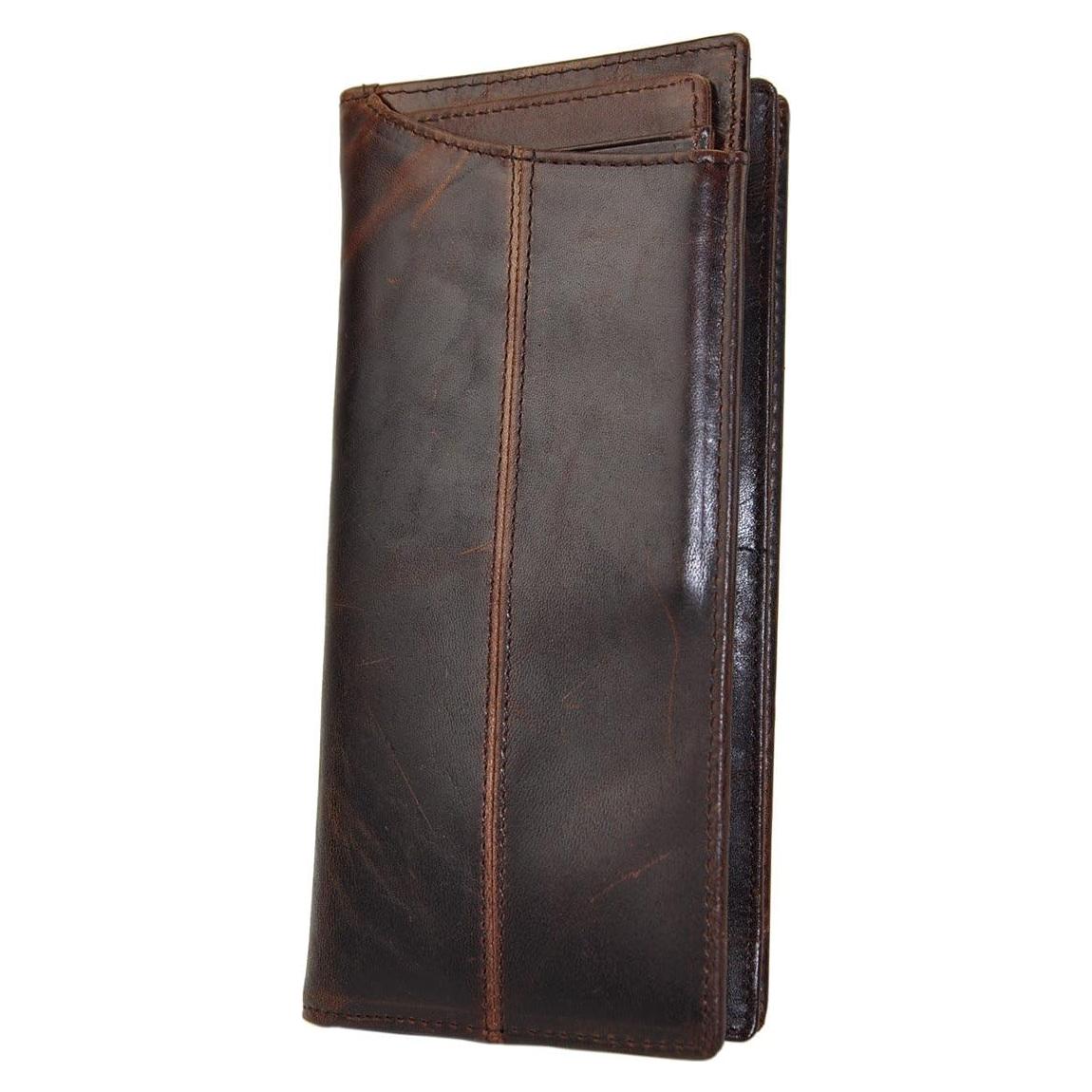 Cartera Bifoliar de Cuero Genuino Le'aokuu para Hombre Café