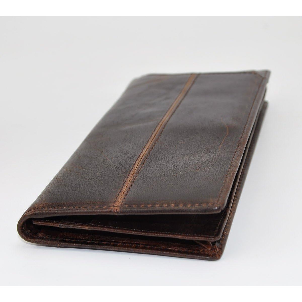 Cartera Bifoliar de Cuero Genuino Le'aokuu para Hombre Café