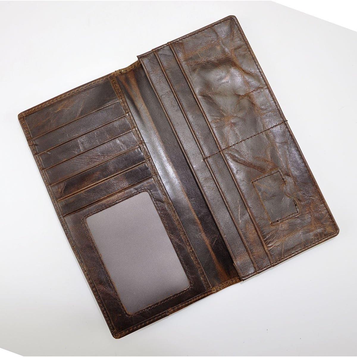 Cartera Bifoliar de Cuero Genuino Le'aokuu para Hombre Café