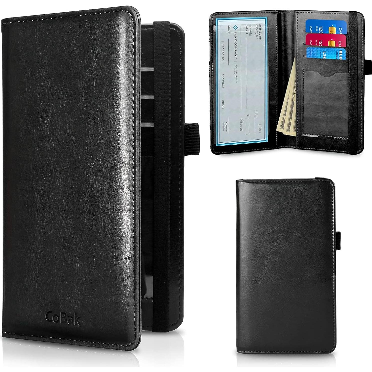 Cubierta de Chequera de Cuero PU Cobak - Bloqueo RFID, Delgado