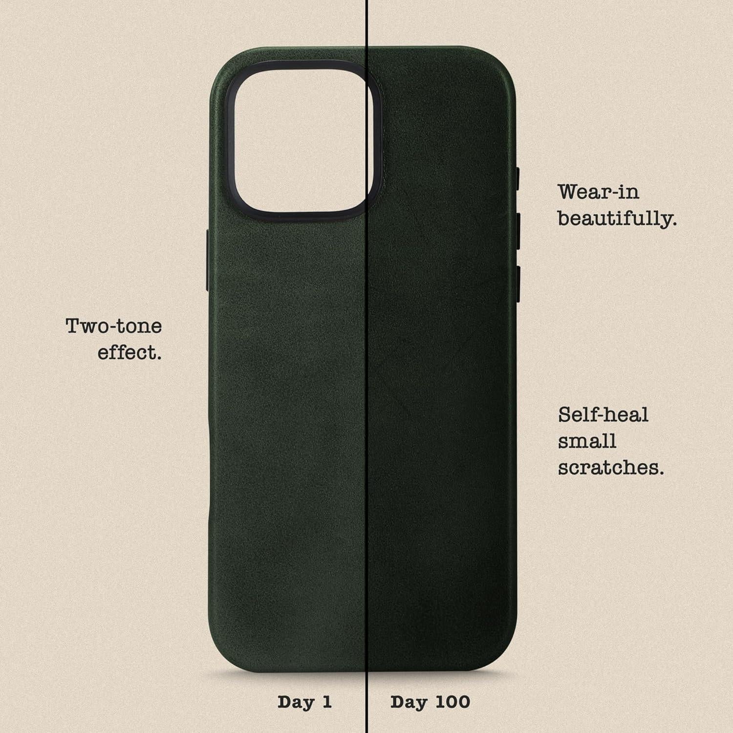 Funda de Cuero Italiano Premium Le Pelle para iPhone 16 Pro - Verde Esmeralda