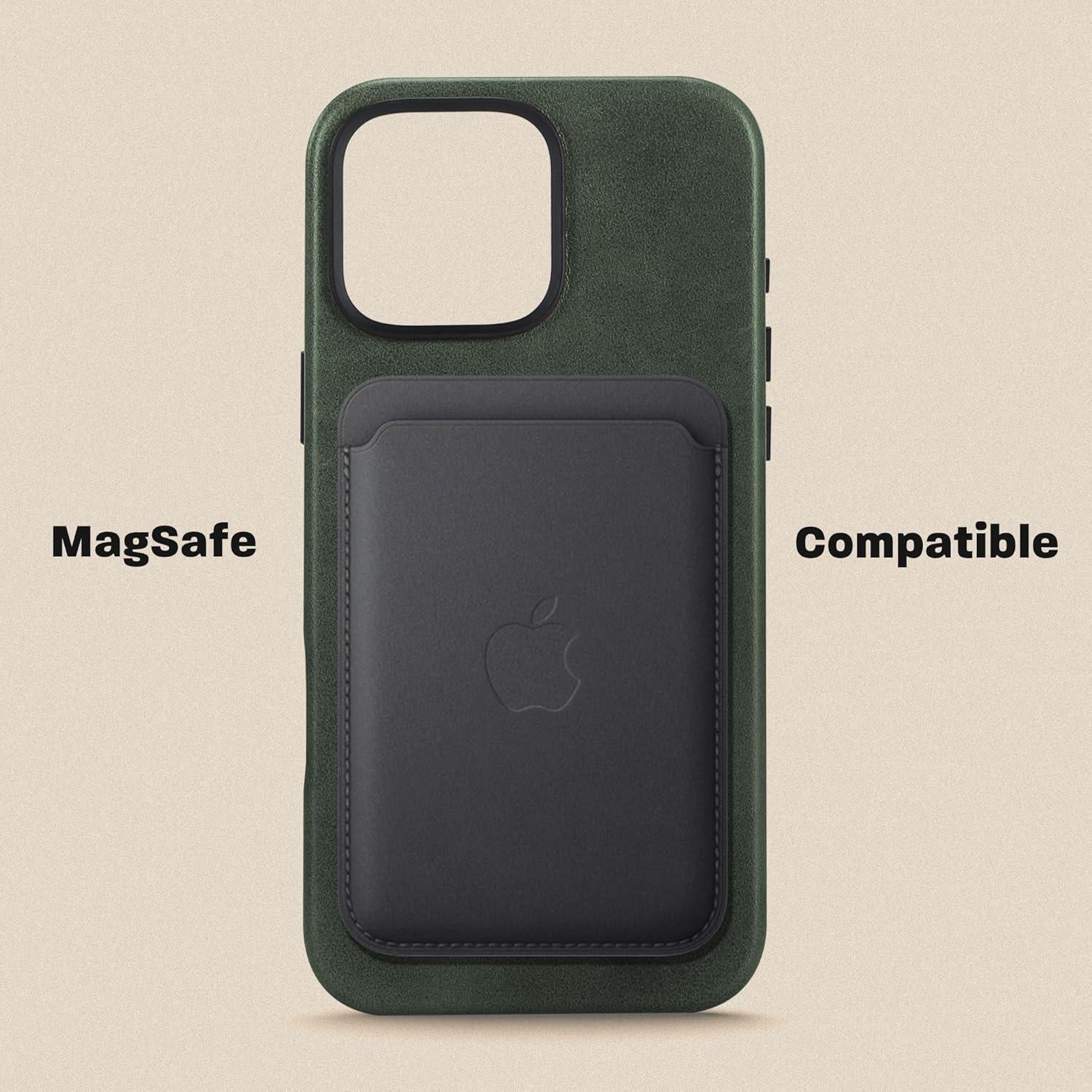 Funda de Cuero Italiano Premium Le Pelle para iPhone 16 Pro - Verde Esmeralda