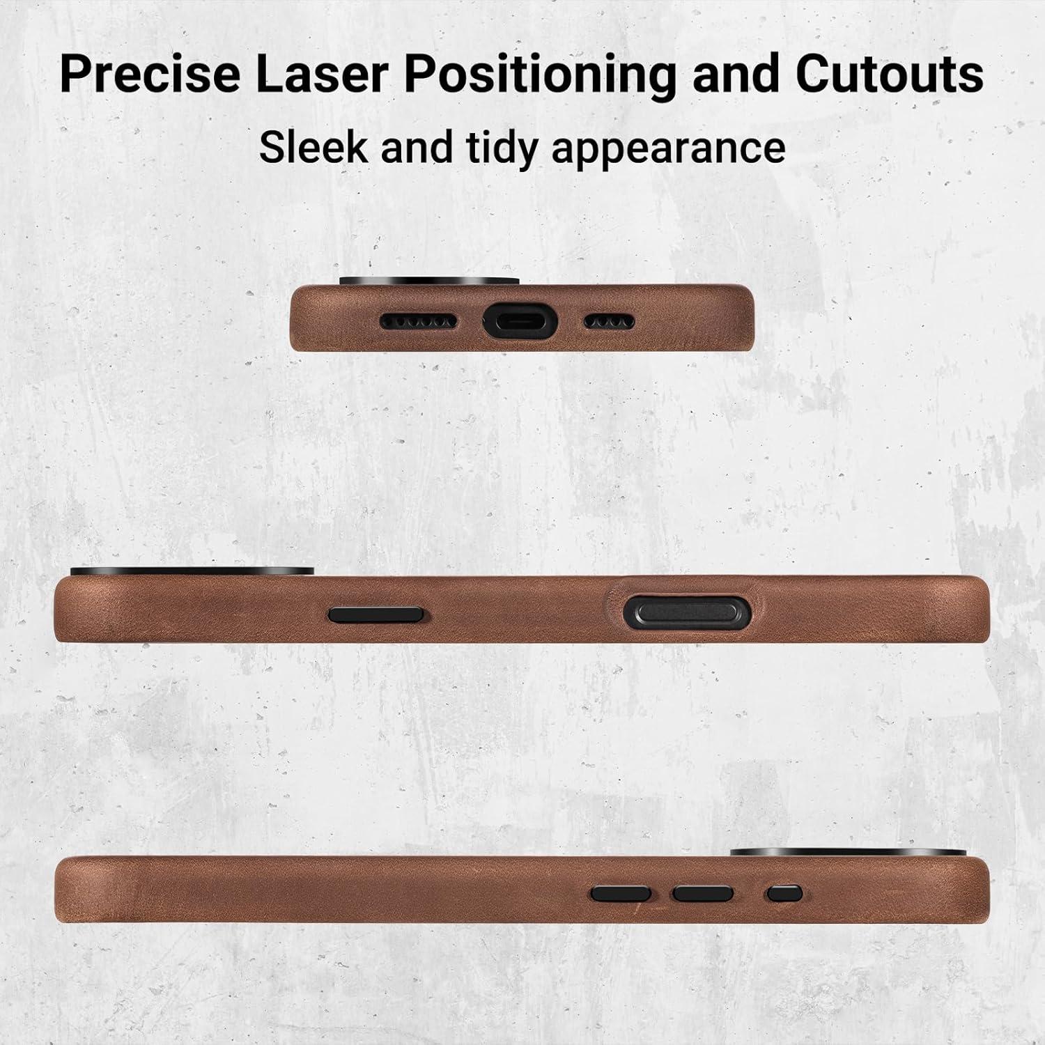 Funda de Cuero Belemay para iPhone 16 Pro MagSafe Vintage